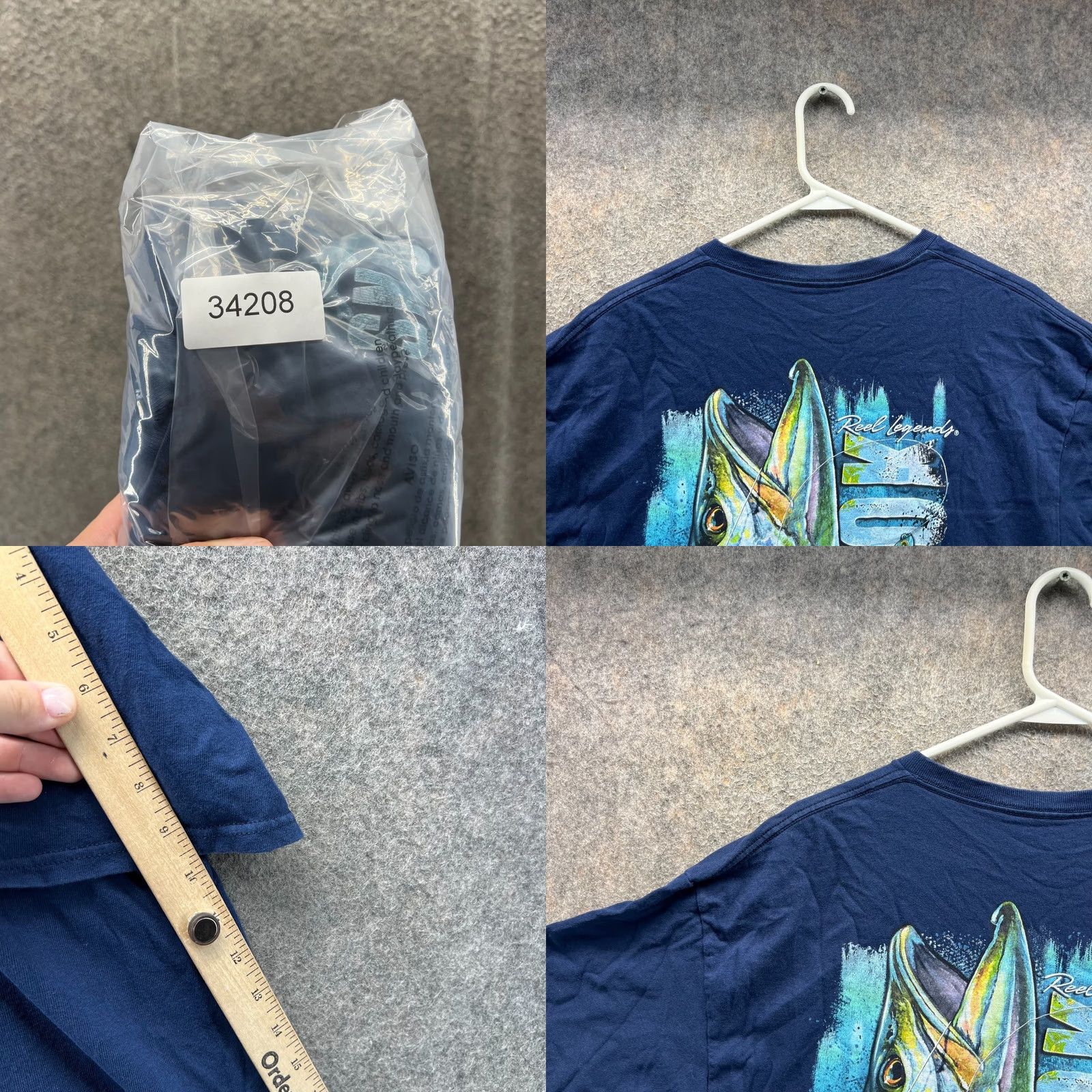 Vintage Reel Legends Shirt Mens XL Blue Navy Crewneck T-Shirt VTG - 100% Cotton, Short Sleeve, All Seasons, Logo, Fisherman Pattern, Regular Fit, Vintage Size US XL / EU 56 / 4 - 8 Thumbnail