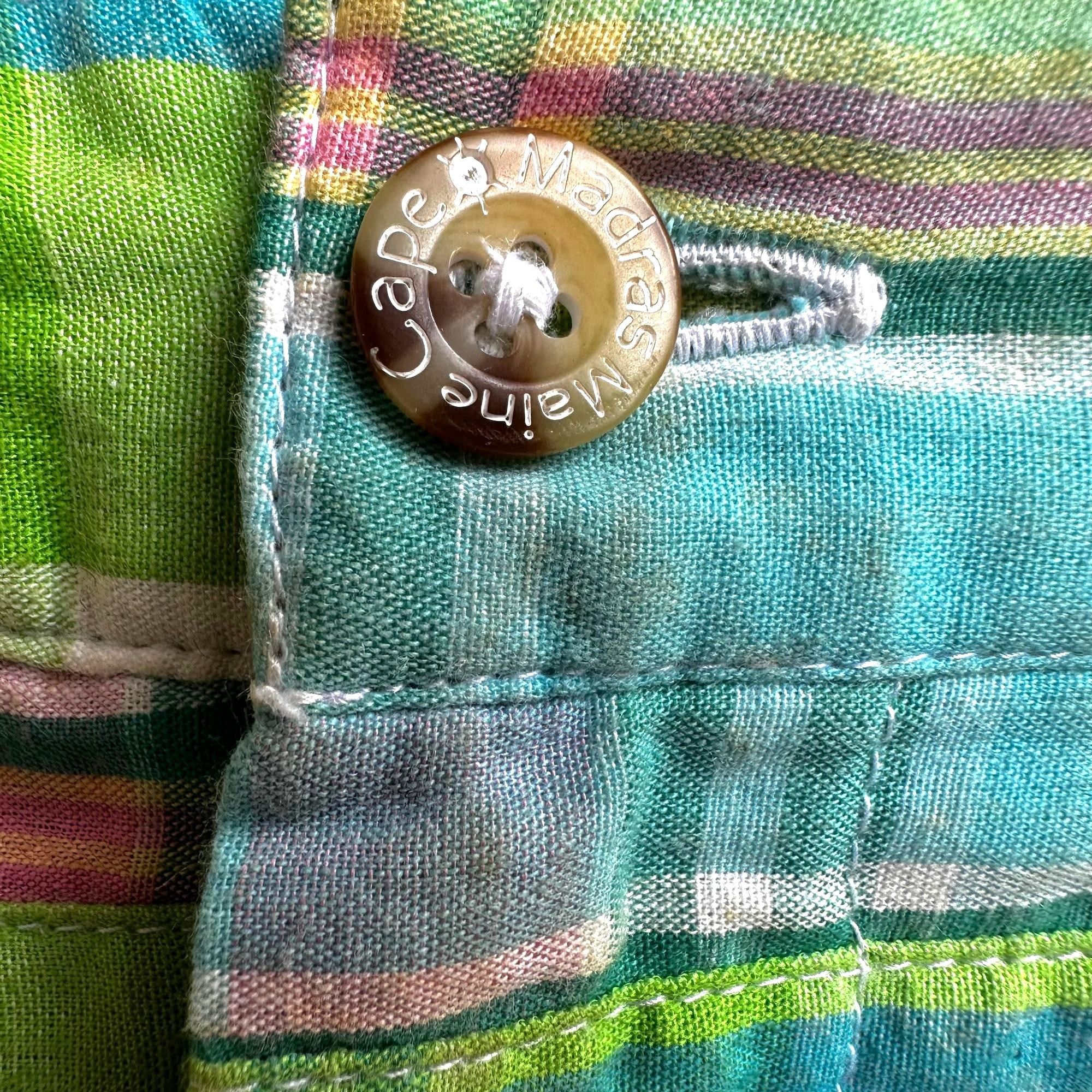 Designer Cape Madris Skirt Size 6 Plaid Button Zip Green Yellow Blue Size 32" / US 10 / IT 46 - 4 Thumbnail