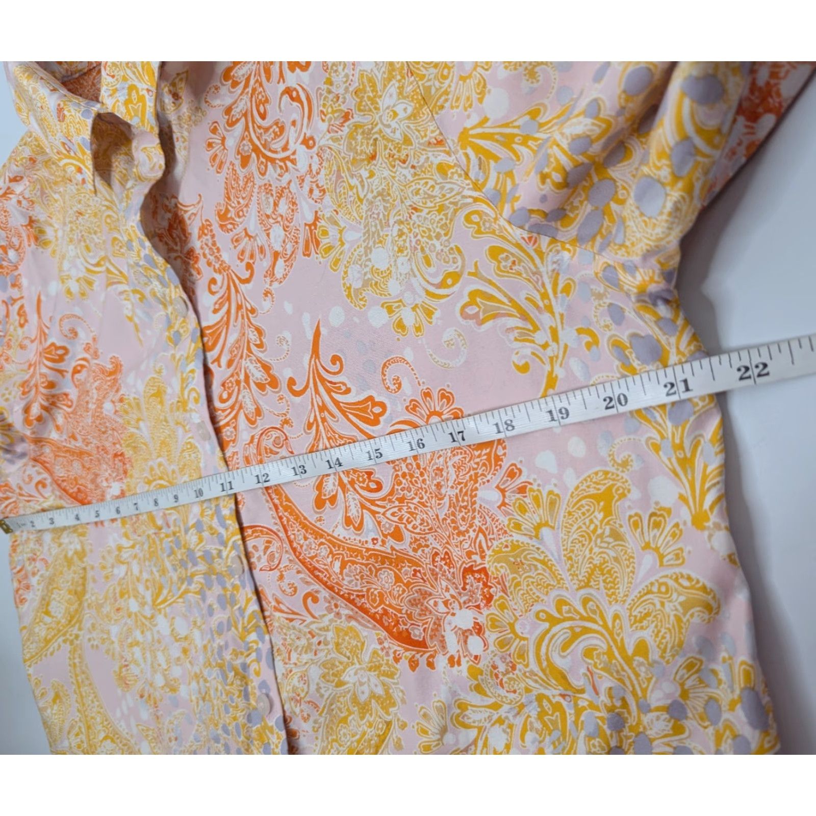 Vintage Chico’s Blouse Shirt Womens 2 Paisley No Iron Chic Stretch Button 3/4 Sleeve Collared Orange Cotton Spandex Size XS / US 0-2 / IT 36-38 - 6 Thumbnail