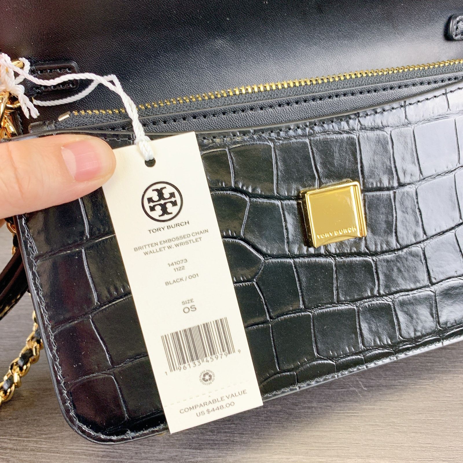 Tory Burch Tory Burch 141073 Britten chain wallet wristlet IN BLACK Size ONE SIZE - 8 Thumbnail