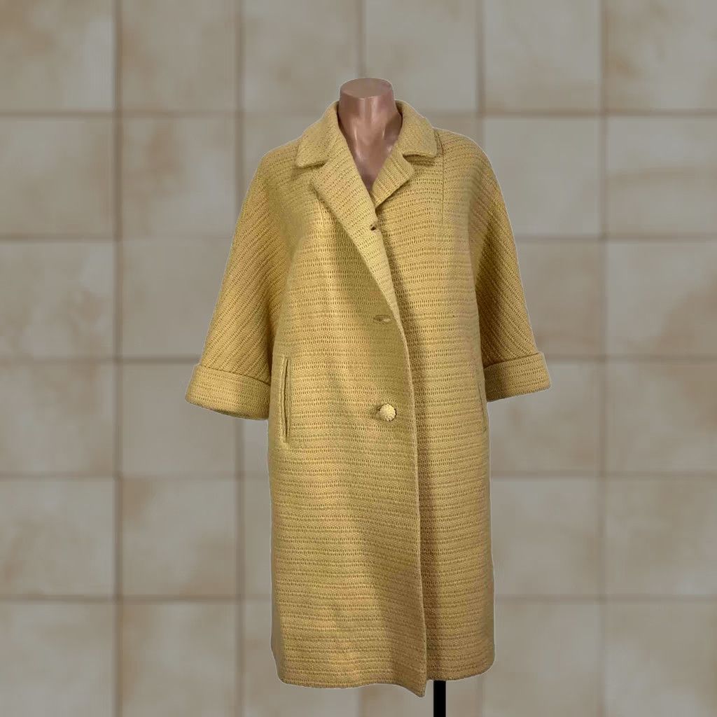 Vintage Fedway Opera Coat Swing Jacket L/Xl Beige 1960s 100% Wool Unionmade Psychedelic Women's, Women's