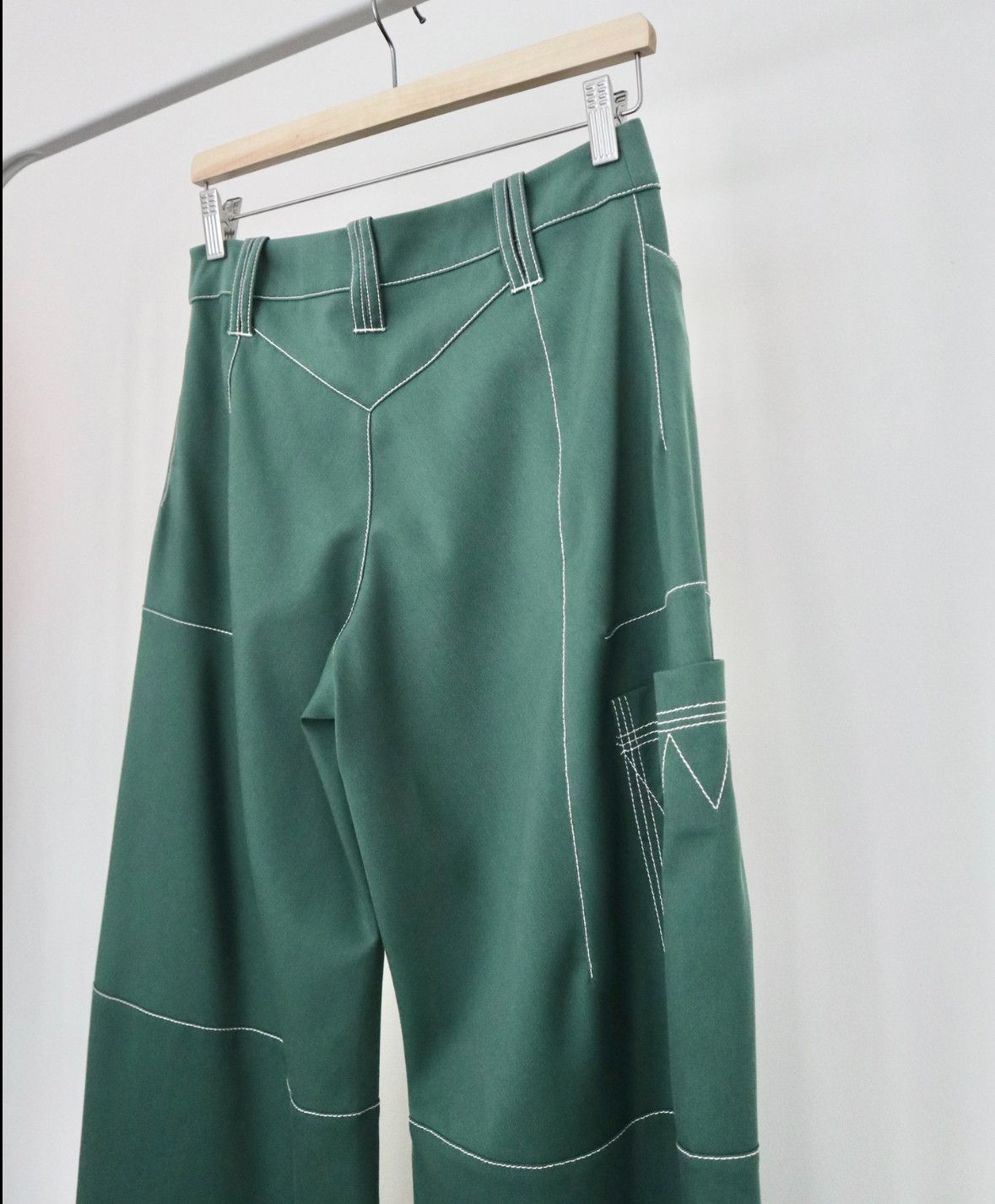 Kiko Kostadinov SS23 show green bright line geometric wide-leg pants Size US 30 / EU 46 - 5 Thumbnail