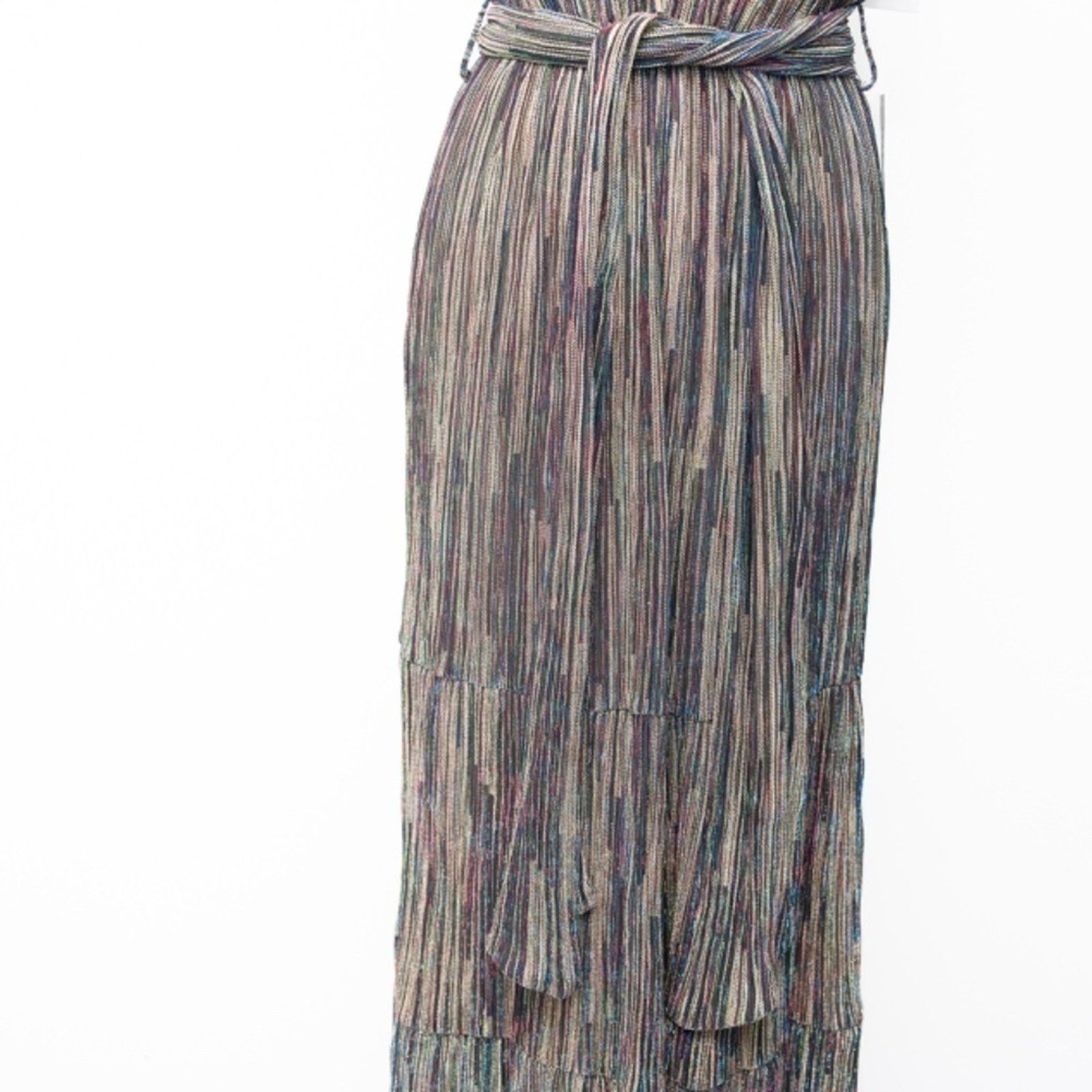 Designer Harlyn - Plunge V-Neck Tie Waist Pleated Gown Size M / US 6-8 / IT 42-44 - 8 Thumbnail
