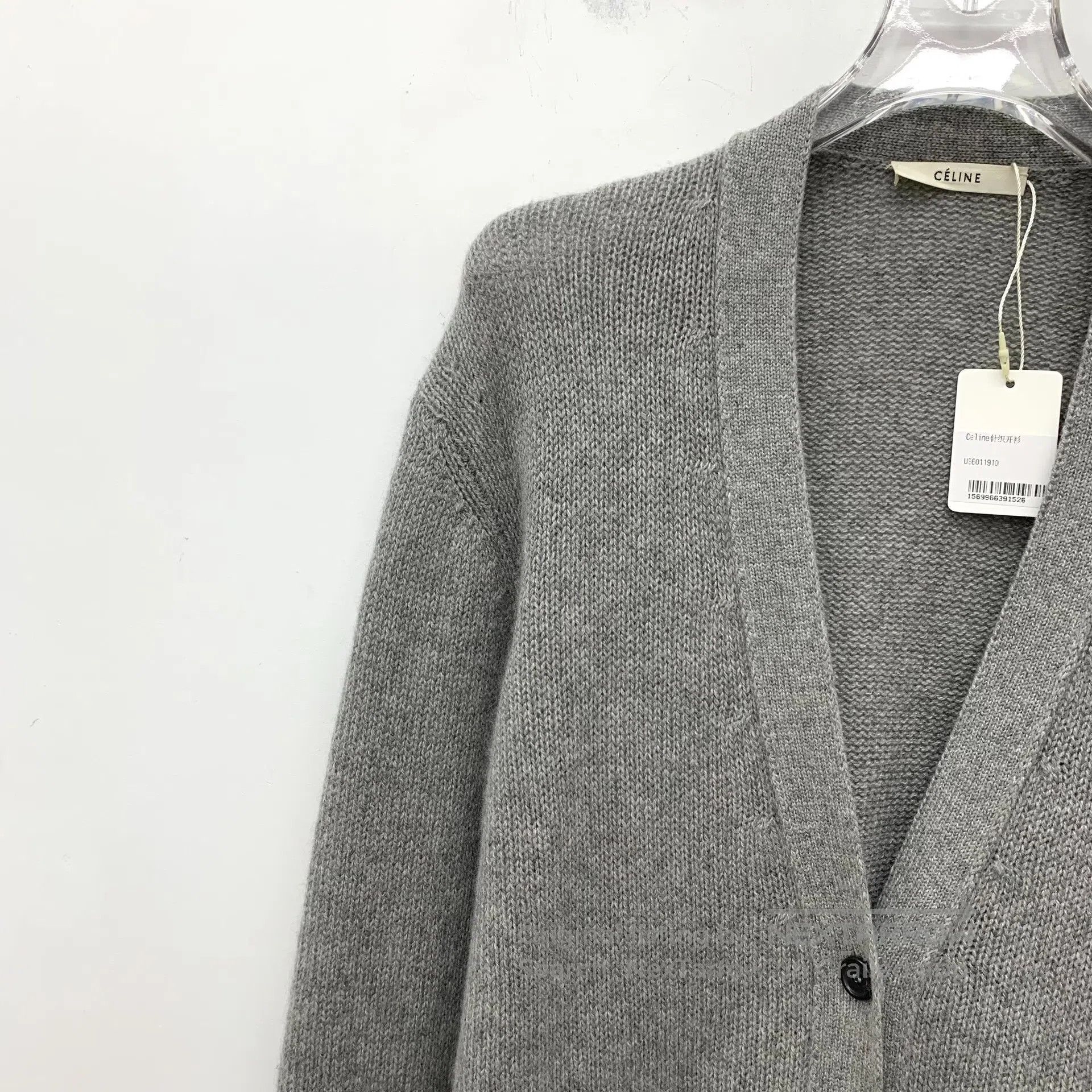 Celine CELINE Grey cashmere V-neck single-breasted long sleeve kn Size US L / EU 52-54 / 3 - 3 Thumbnail