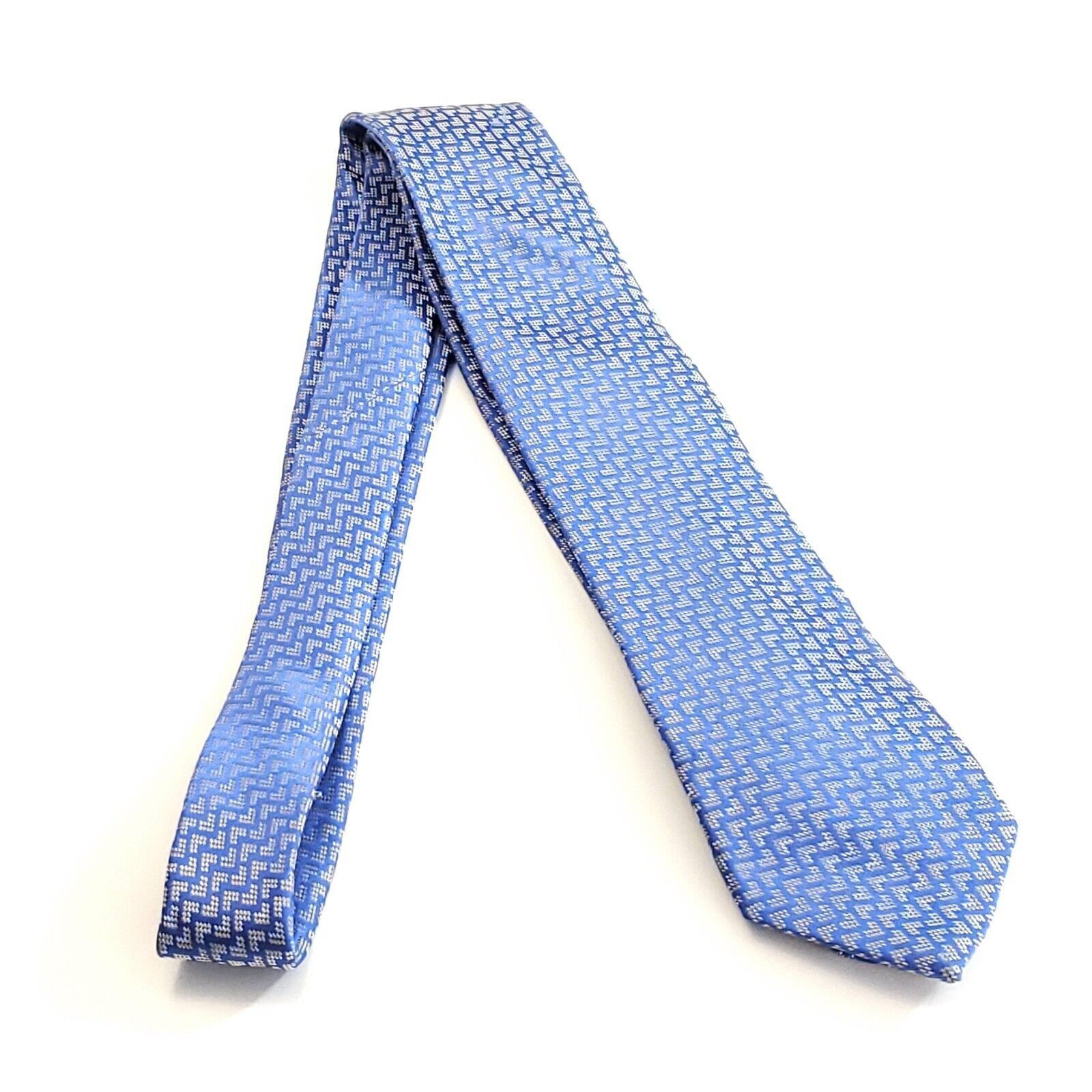 Michael Kors Michael Kors Silk Tie Blue Yellow Woven Geometric Size ONE SIZE - 6 Thumbnail