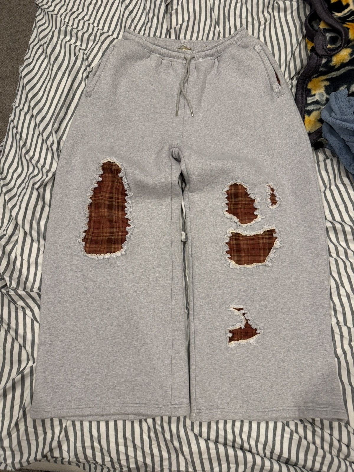 Other distressed grey sweats w plaid under. down for offers Size US 34 / EU 50 - 1 Thumbnail
