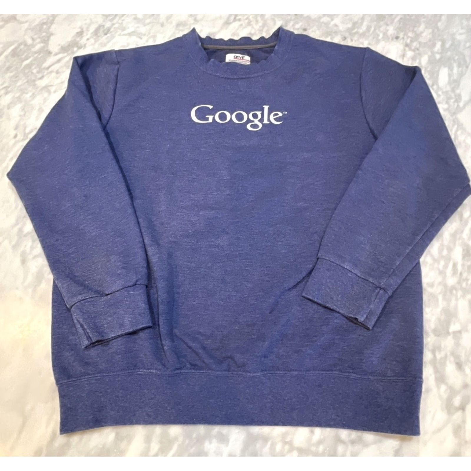 Anvil VINTAGE Anvil Sweatshirt Men L Crew Neck Long Sleeve Blue Google Logo 90s Mens Pullover Lightweight Lightweight 90s (Note: Avoid duplication) Size US L / EU 52-54 / 3 - 2 Thumbnail