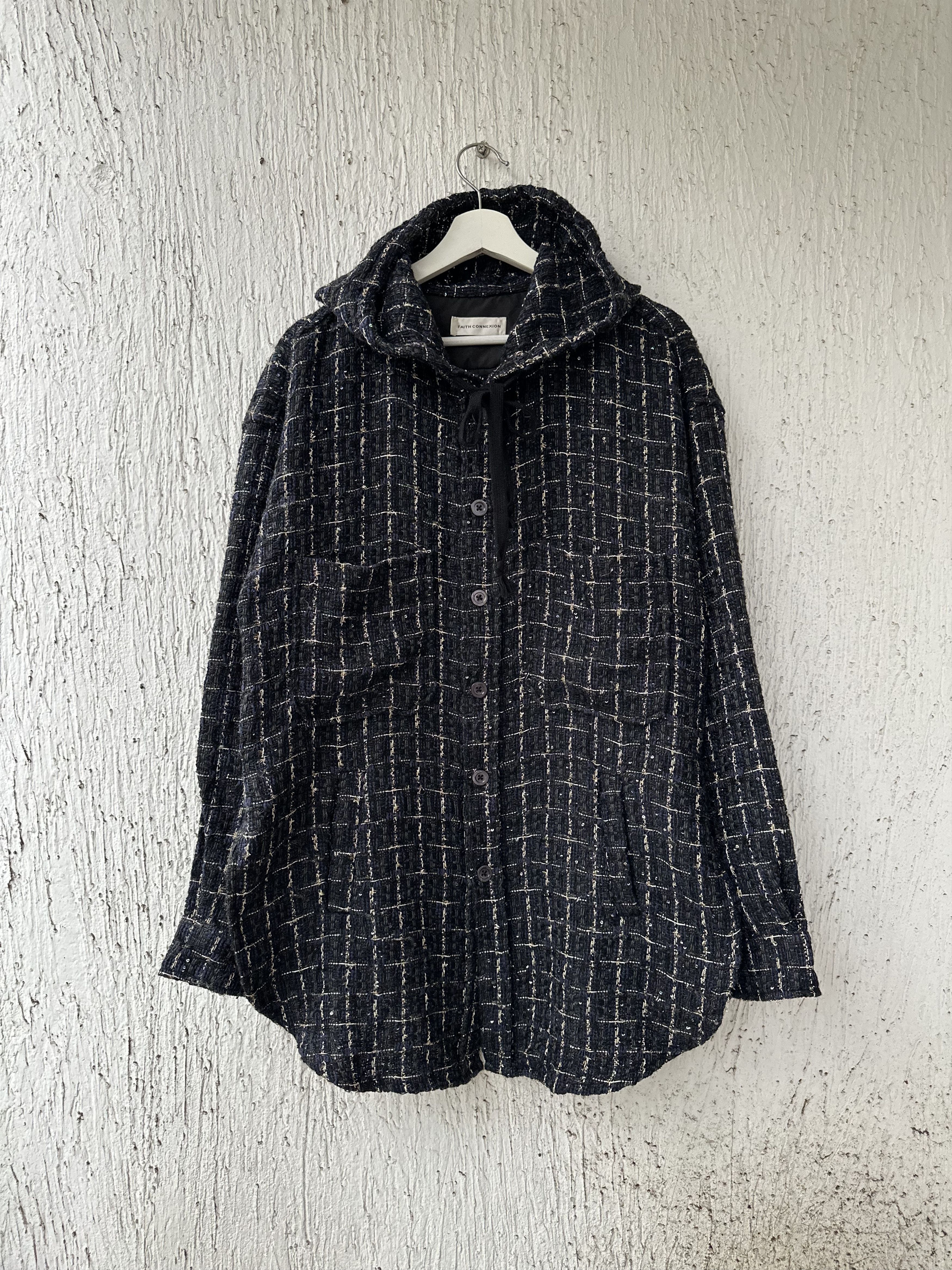 Faith Connexion tweed oversized hooded shirt Size US S / EU 44-46 / 1 - 1 Thumbnail