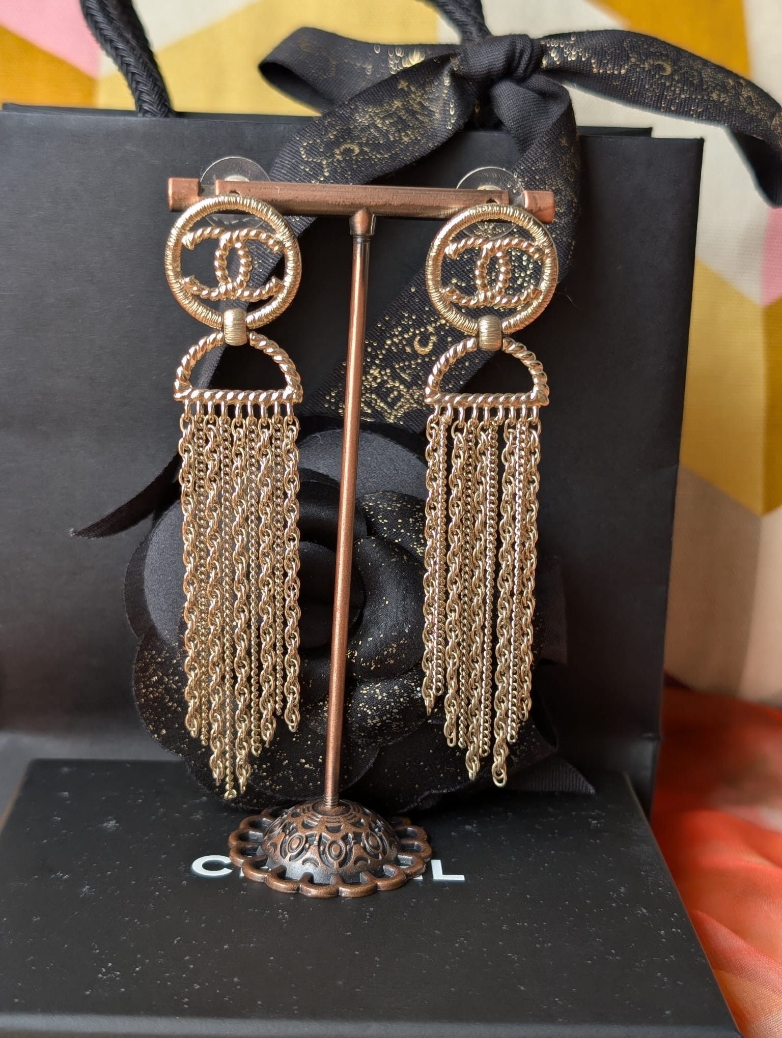 Chanel Chanel CC A16S Chain Long Logo GHW CocoMark Earrings Box Size ONE SIZE - 3 Thumbnail