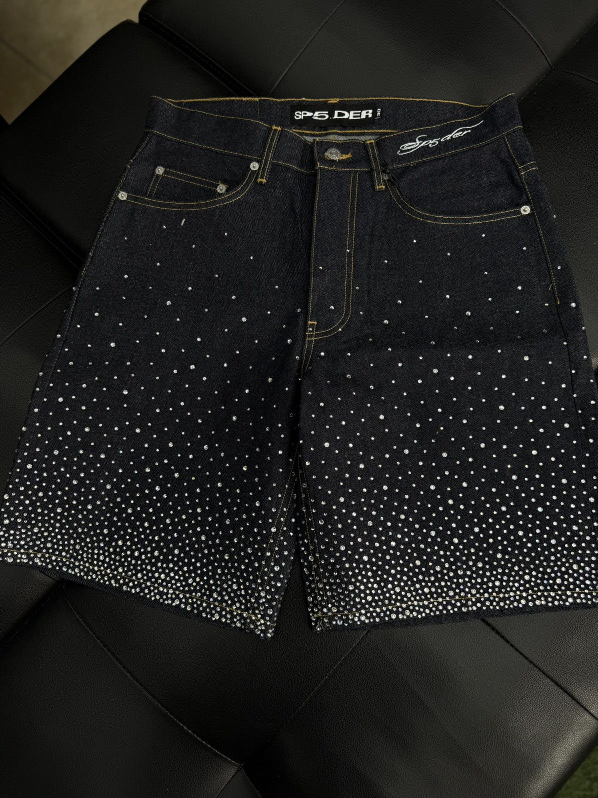 Sp5der Sp5der Rhinestone Crystal Jean Shorts Size (30) NEW Size US 30 / EU 46 - 2 Thumbnail