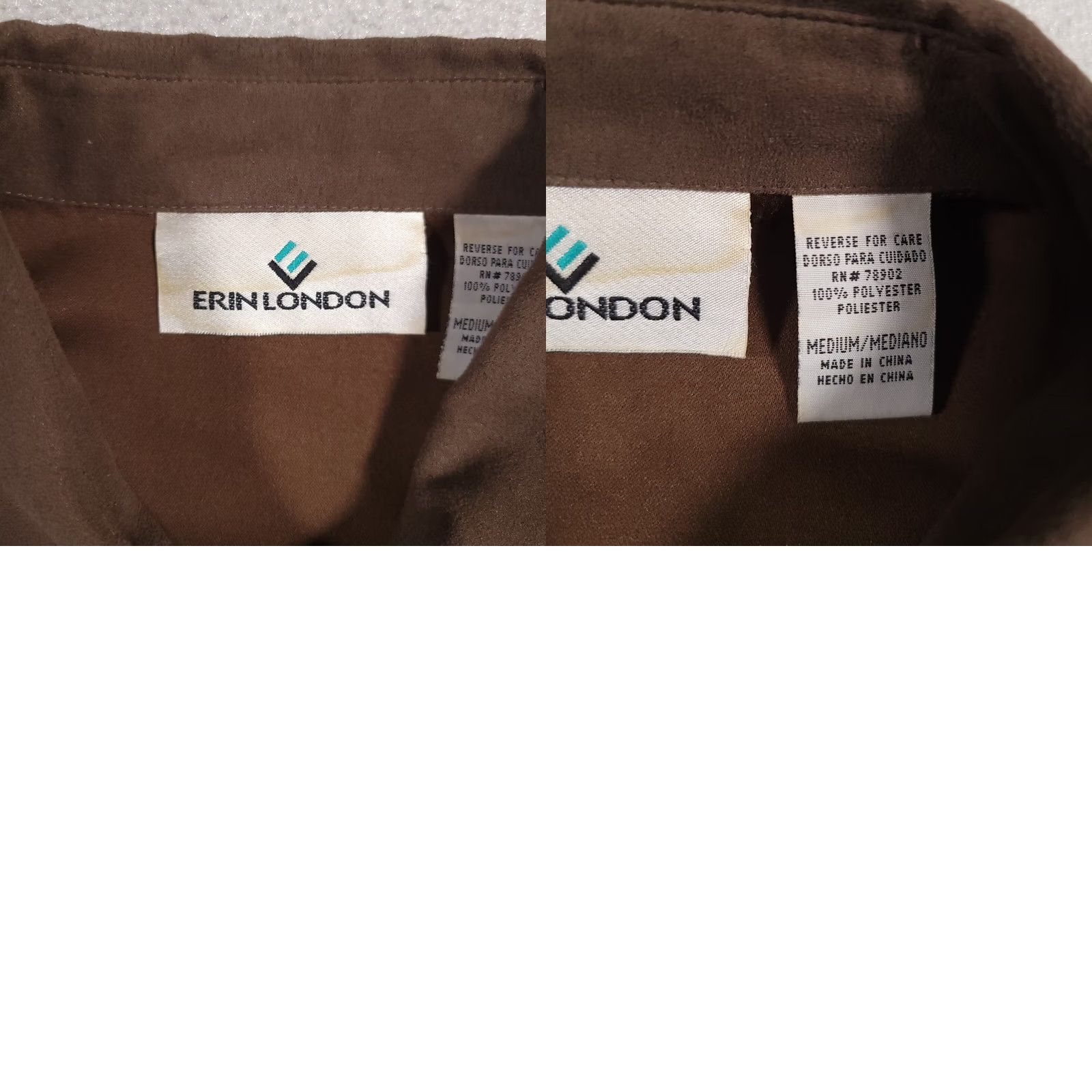 Vintage VINTAGE Erin London Button Front Shirt Women's Medium Brown Suede L/S Shoulder Pads 80s 90s, Regular, Polyester, Brown, Shirt, Womens, 2XL Size XXL / US 16-18 / IT 52-54 - 9 Thumbnail