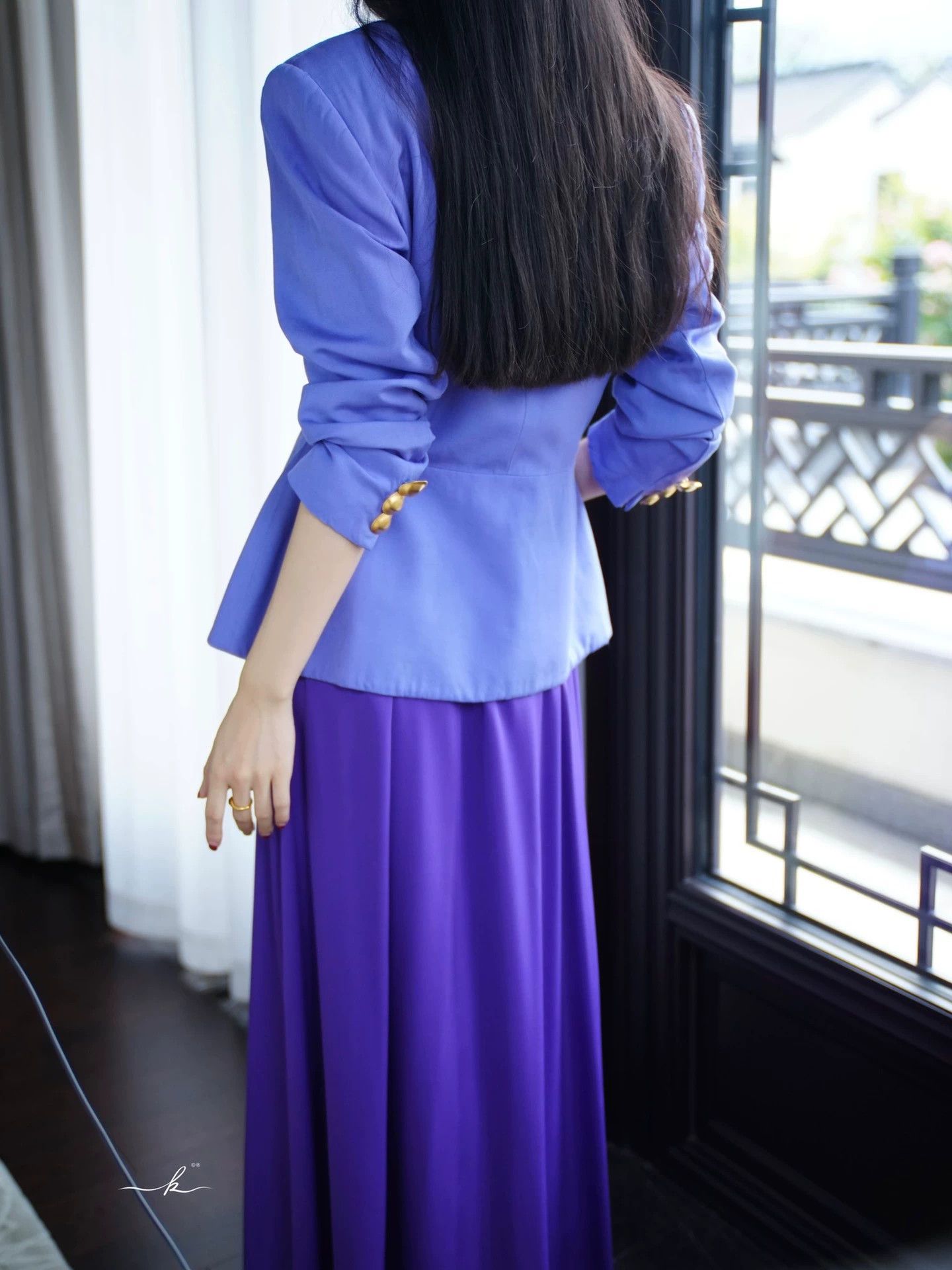 Dior CD Vintage Purple Metal Button Waist-Cut Blazer US8 Size M / US 6-8 / IT 42-44 - 5 Thumbnail