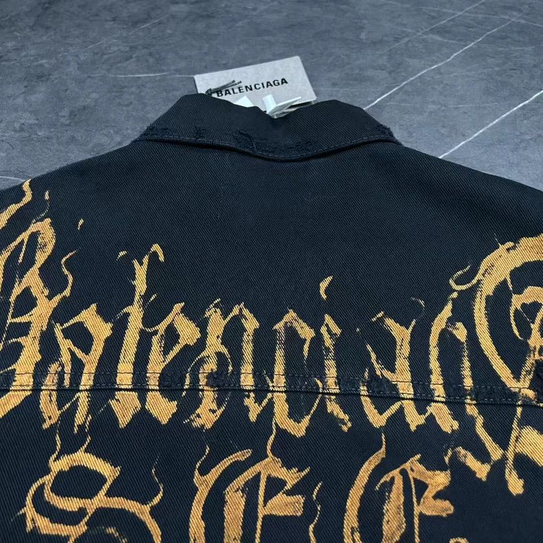 Balenciaga Balenciaga Devanagari Mud-Dyed Denim Jacket Size US S / EU 44-46 / 1 - 3 Thumbnail