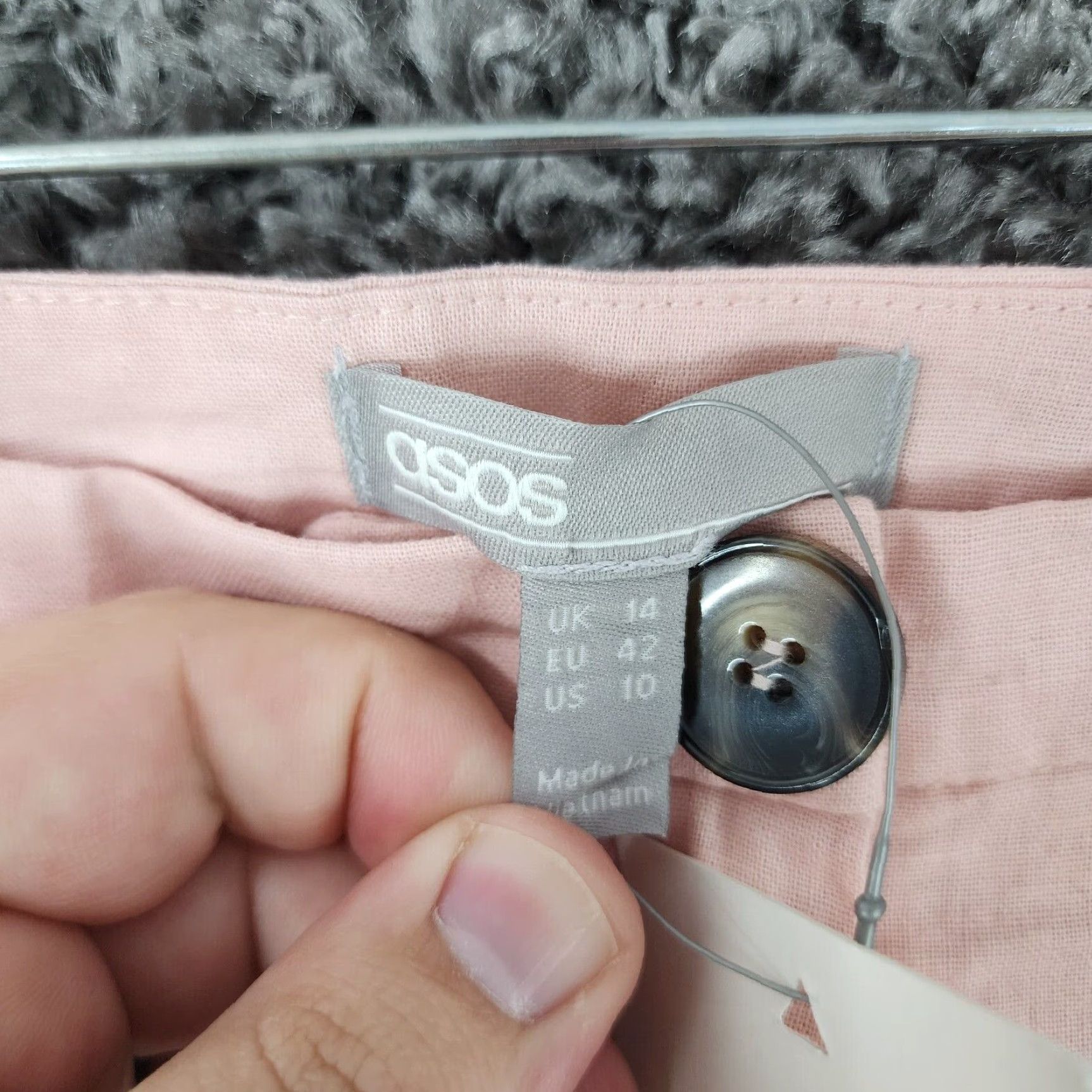 Asos ASOS Womens Pink Linen Cotton Blend Straight Pants Size 10 Regular Size 32" / US 10 / IT 46 - 3 Thumbnail