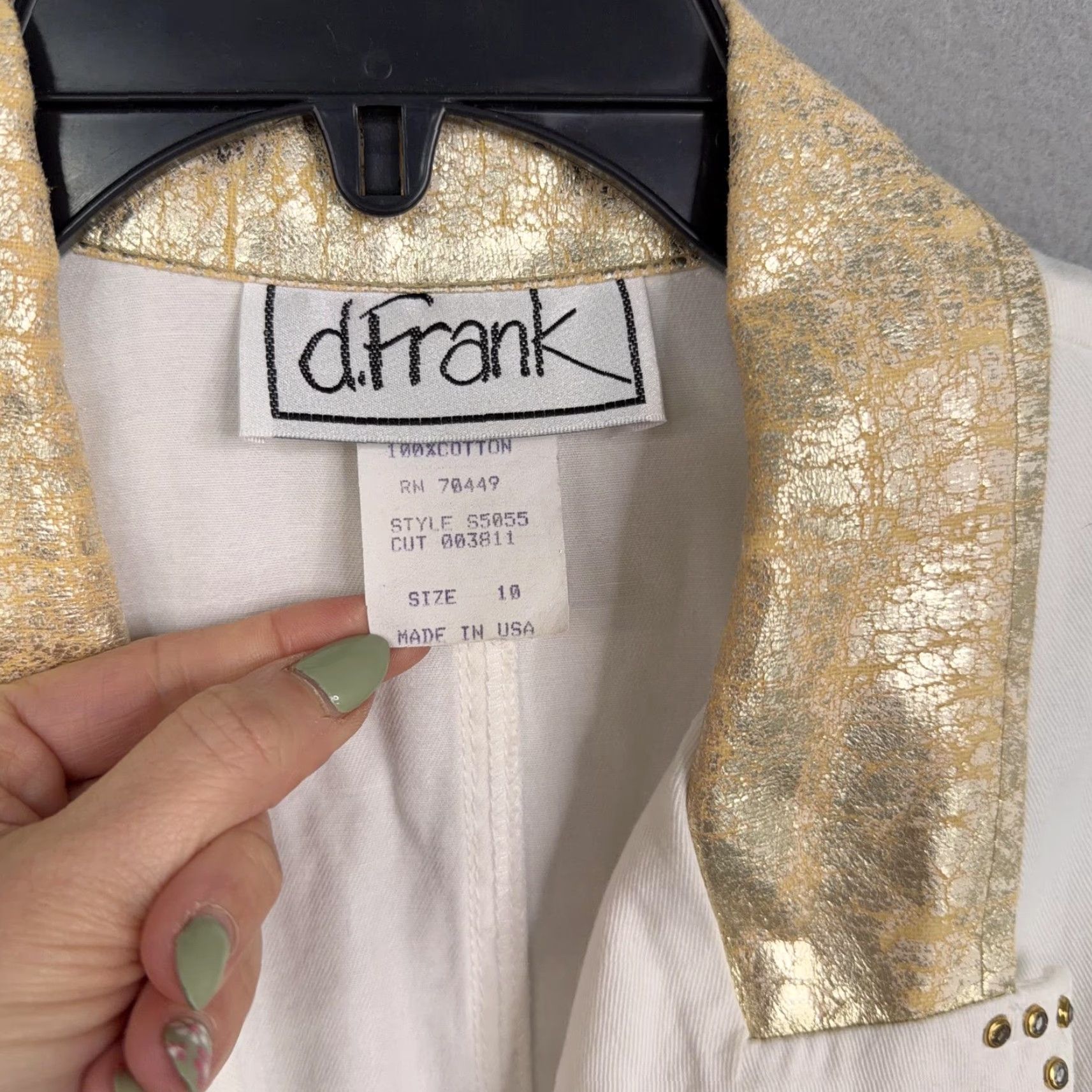 Vintage VINTAGE d. Frank Blazer Womens 10 White Western Studded Embroidered USA Gold Shirt Womens Size L / US 10 / IT 46 - 7 Thumbnail