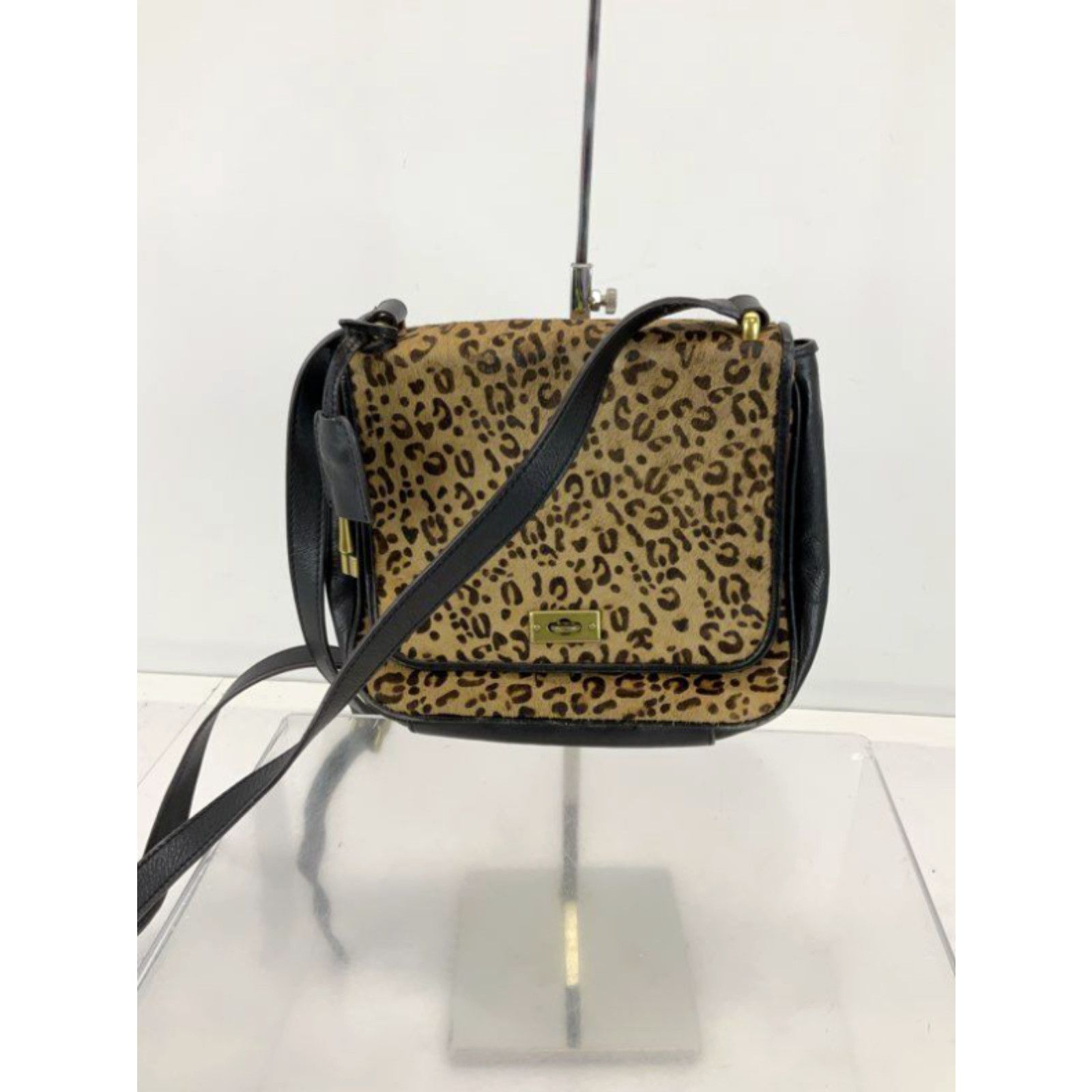 Fossil leather and leopard print bag sale