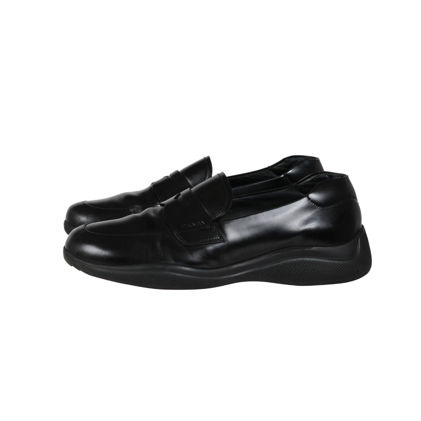 Prada Spazzolato Rois Penny Loafers Black - 02401 Size US 7.5 / EU 40-41 - 4 Thumbnail