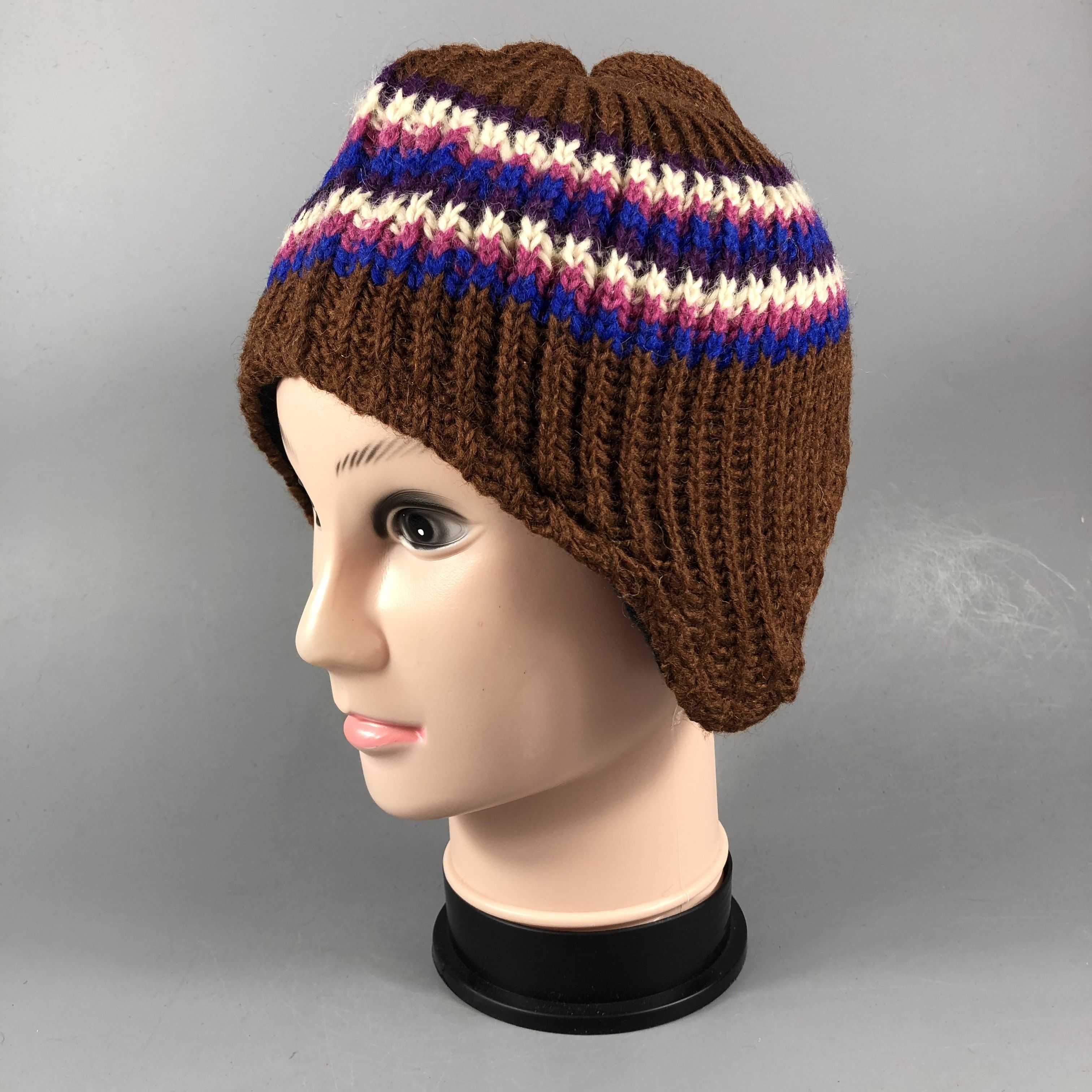 Japanese Brand Stripe Knit Earflap Beanie Size ONE SIZE - 2 Thumbnail