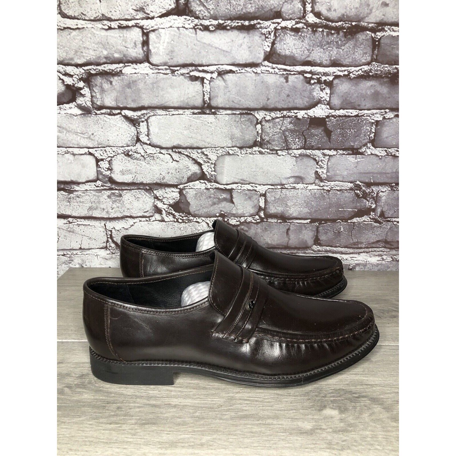 Other Clifford James Brown Leather Slip On Dress Loafers Shoes Men Size US 10 / EU 43 - 21 Thumbnail