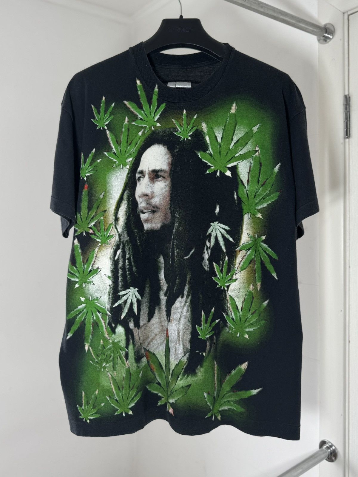 Bob Marley Vintage 1999 BOB MARLEY OVERPRINTED WEED RAP TEE Size US L / EU 52-54 / 3 - 1 Thumbnail