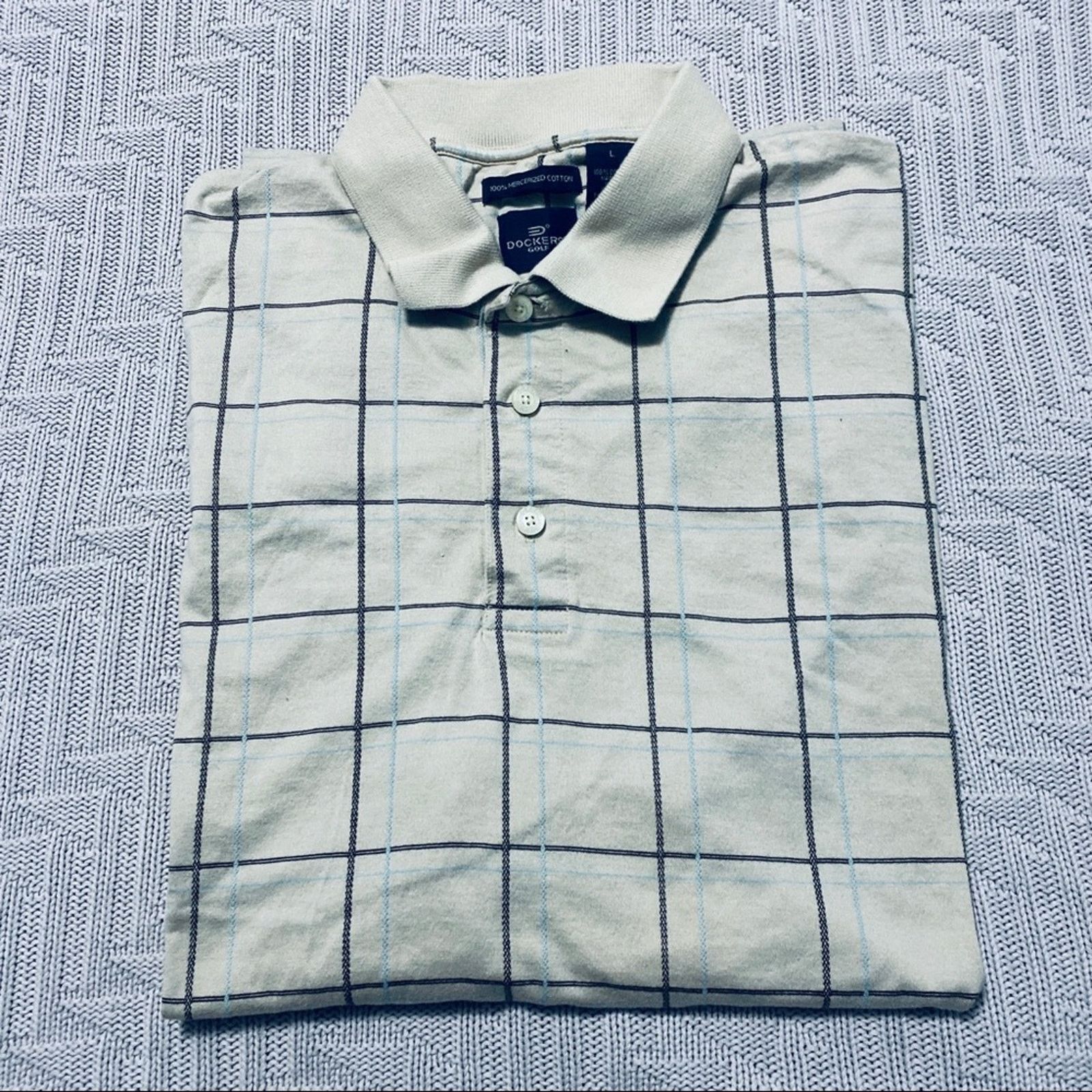 Dockers Docker's tan window pane plaid polo Size US L / EU 52-54 / 3 - 1 Thumbnail