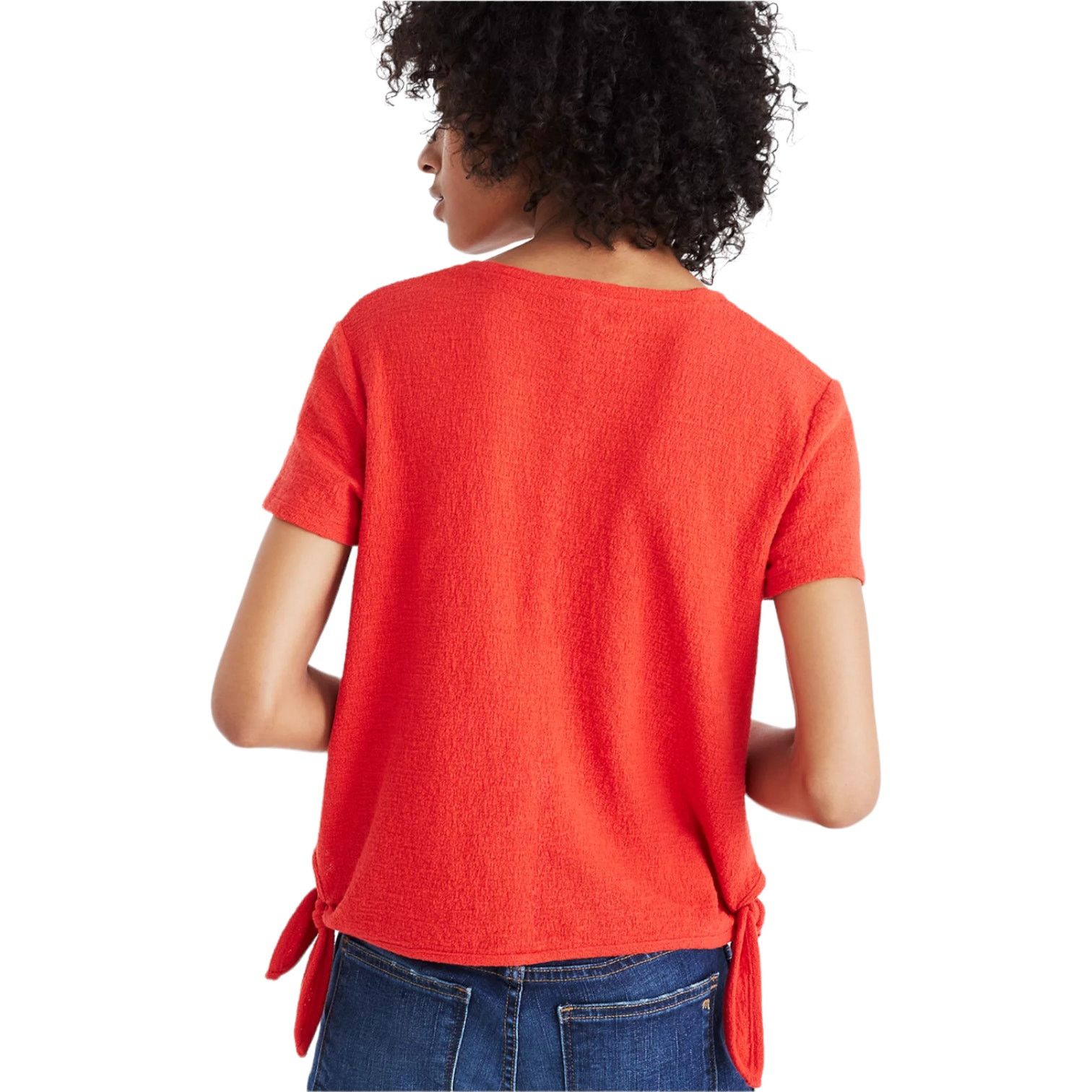 Madewell Madewell Small Texture & Thread Modern Side-Tie Top Red Size S / US 4 / IT 40 - 3 Thumbnail