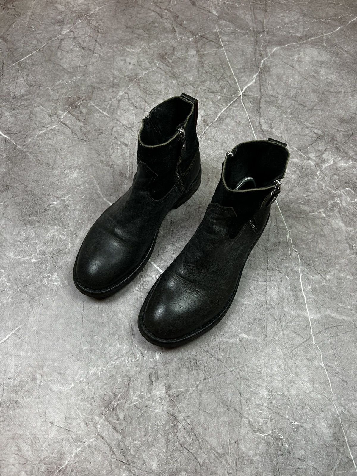 MoMA Women's Moma Biker Chelsea Leather Ankle Boots Dual Zip Size US 9 / IT 39 - 3 Thumbnail