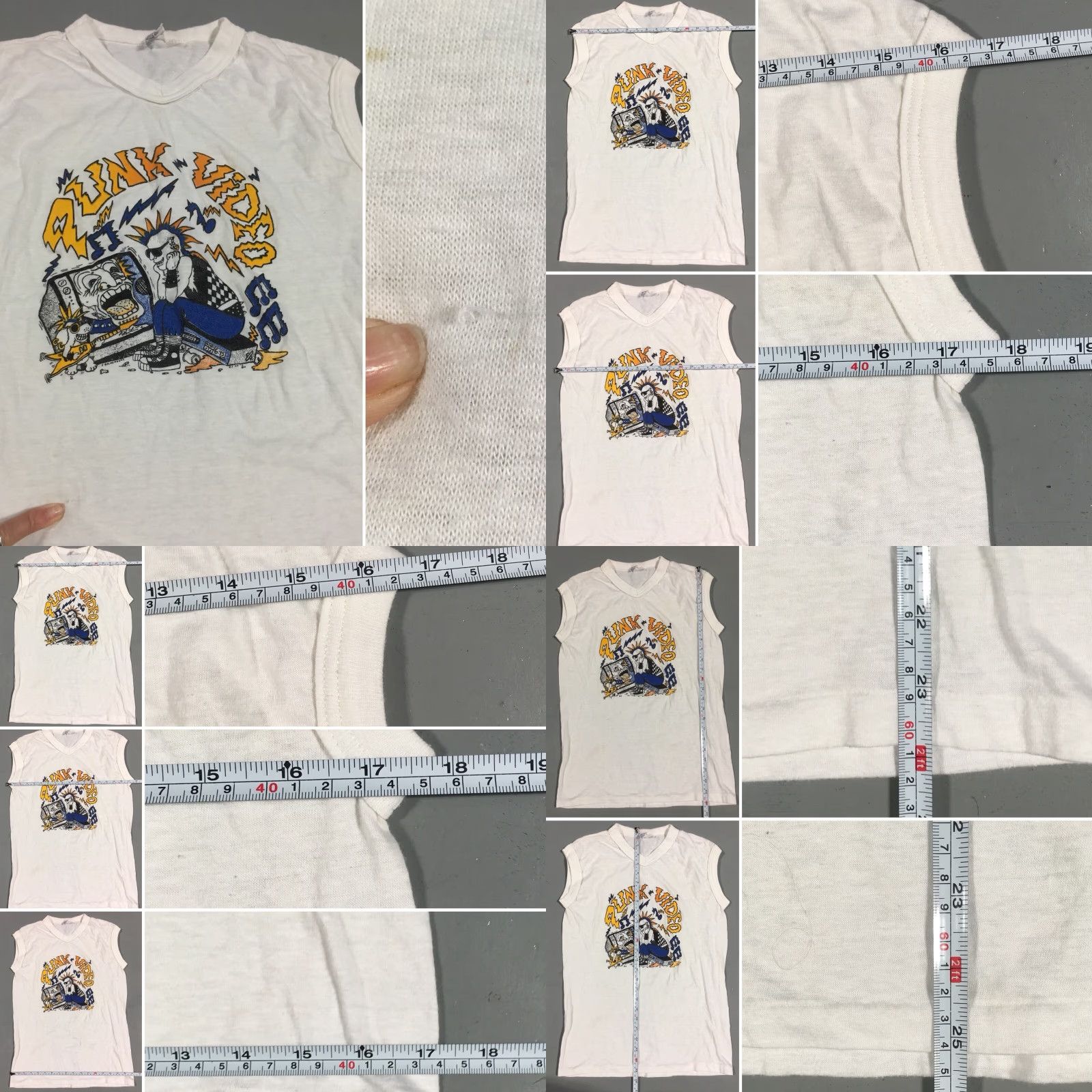Vintage VINTAGE DG Sportswear T-Shirt Sleeveless V Neck Tee 80s 1980s Punk White L Unisex Mens Women Graphic Tee Size US L / EU 52-54 / 3 - 8 Thumbnail