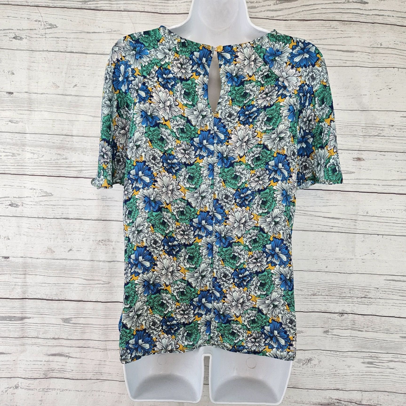 Banana Republic Banana Republic Womens Top Blouse Short Sleeve Floral Multicolor S Size Small Size S / US 4 / IT 40 - 3 Thumbnail