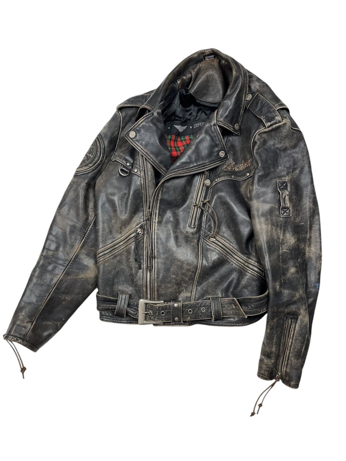 Brockum Vintage 1994 Guns n Roses Distressed Leather Biker Jacket Size US L / EU 52-54 / 3 - 4 Thumbnail