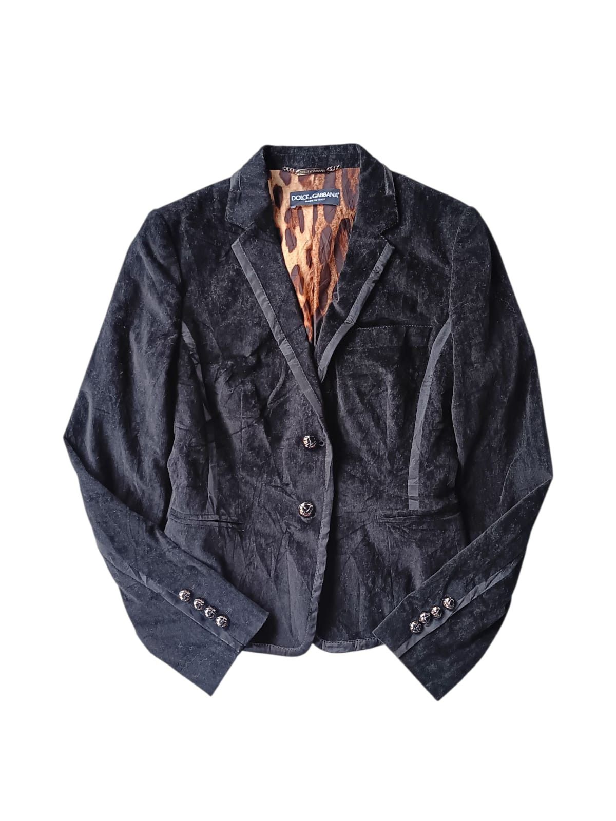 Dolce & Gabbana Dolce & Gabbana velvet black leopard blazer jacket Size S / US 4 / IT 40 - 1 Thumbnail