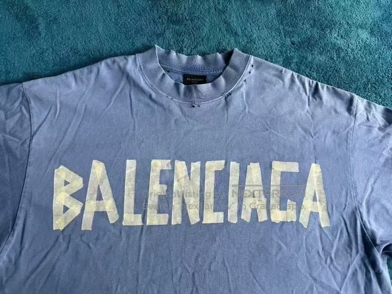 Balenciaga Balenciaga Tape Printed Short Sleeve T-Shirt in Blue Size US M / EU 48-50 / 2 - 3 Thumbnail