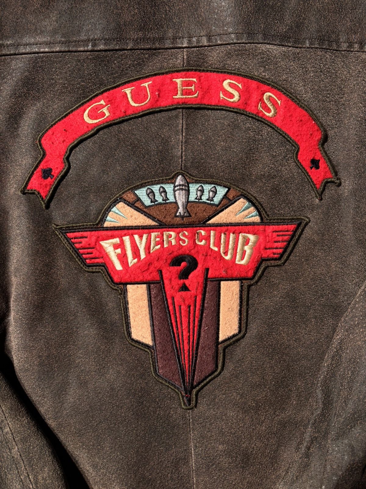 Guess Air Command Military Flight G-1 Leather Bomber Jacket
