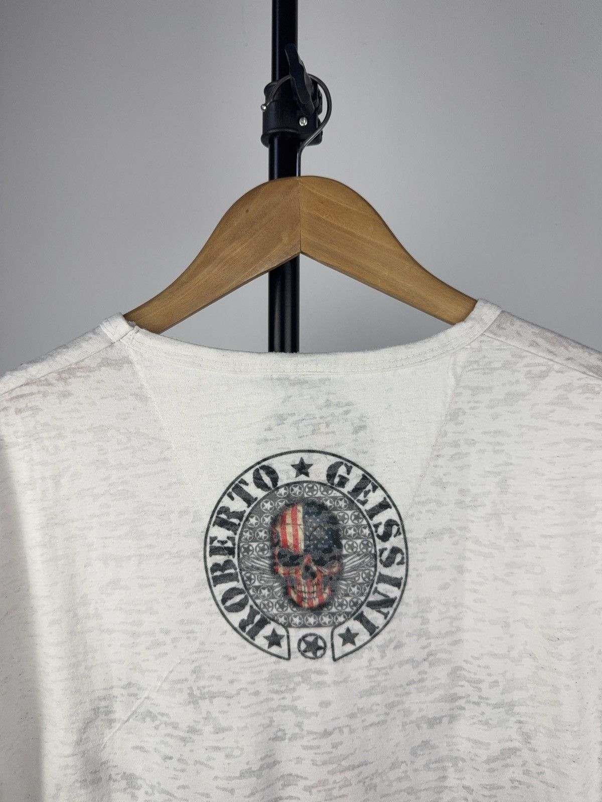 Designer × Ed Hardy Roberto Geissini Skull Studded Graphic Tee – American Flag Size US L / EU 52-54 / 3 - 5 Thumbnail