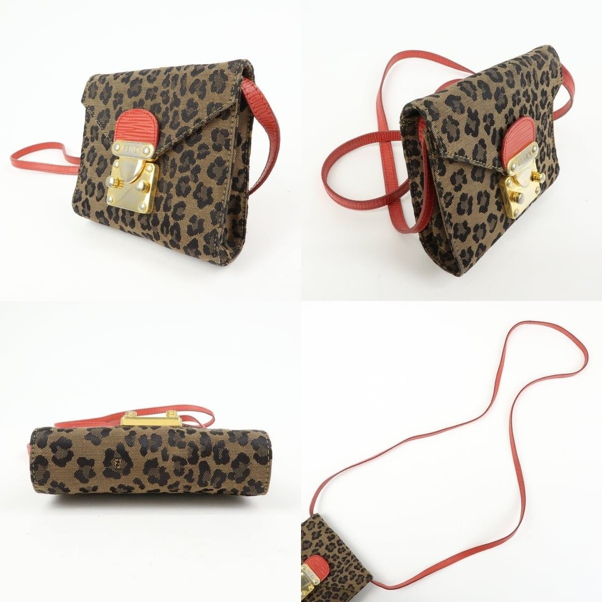 Fendi Fendi Leopard Canvas & Leather Crossbody Bag Brown Size ONE SIZE - 3 Thumbnail