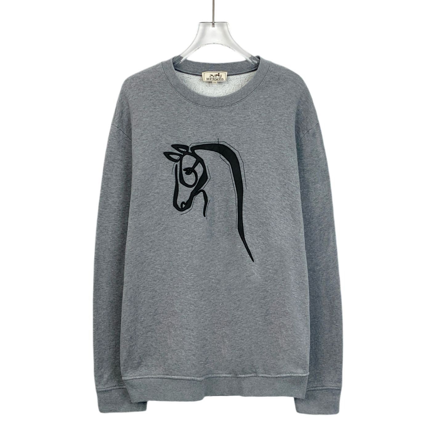 Hermes Hermes Gray Cotton Sweatshirt Horse Embroidery Medium Unisex Size XXL / US 16-18 / IT 52-54 - 1 Thumbnail