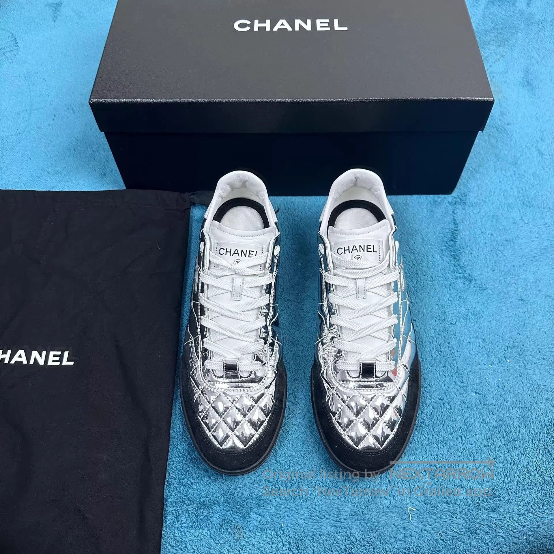 Chanel Silver Low-Top Sneakers Size 9. Size US 9 / EU 42 - 1 Thumbnail