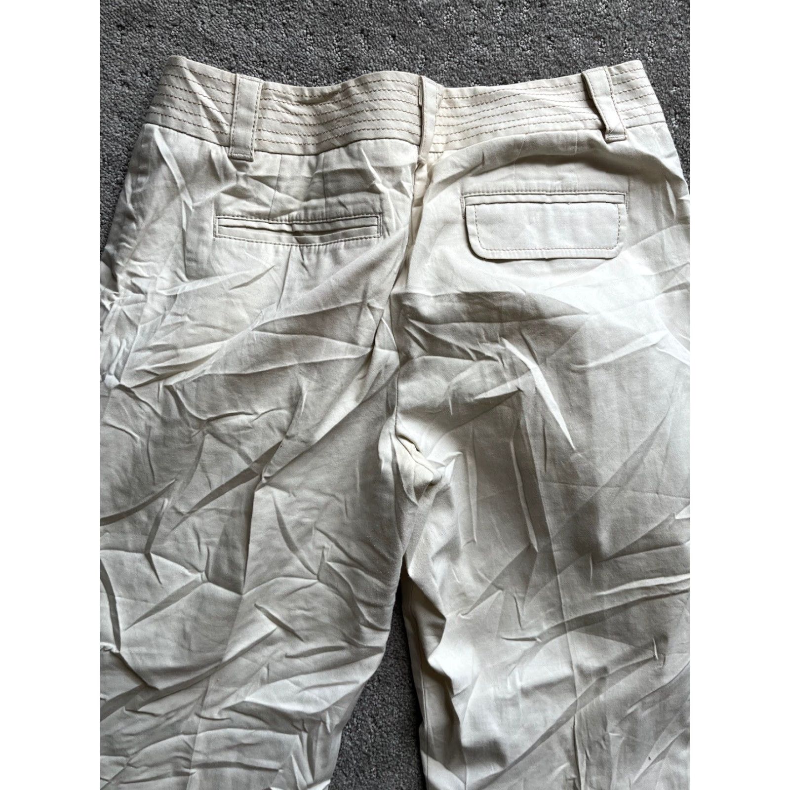 Ann Taylor VINTAGE Ann Taylor Womens Capri Pants Beige Flat Front Stretch Size 8P Petites Size 30" / US 8 / IT 44 - 4 Thumbnail