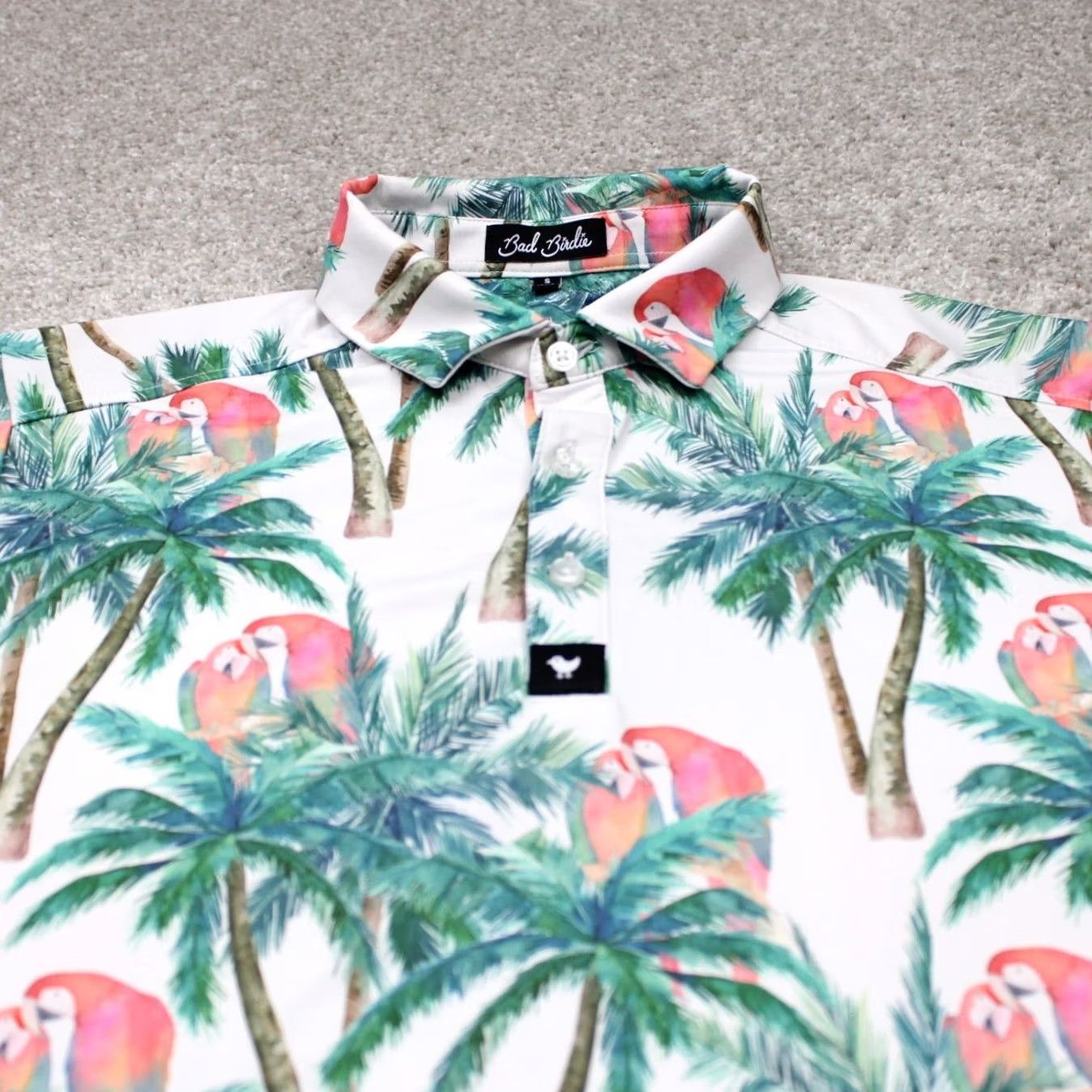 Vintage Bad Birdie Polo Shirt Mens Small Green Island Hopper Golf Palm Trees Print /S Size US S / EU 44-46 / 1 - 4 Thumbnail
