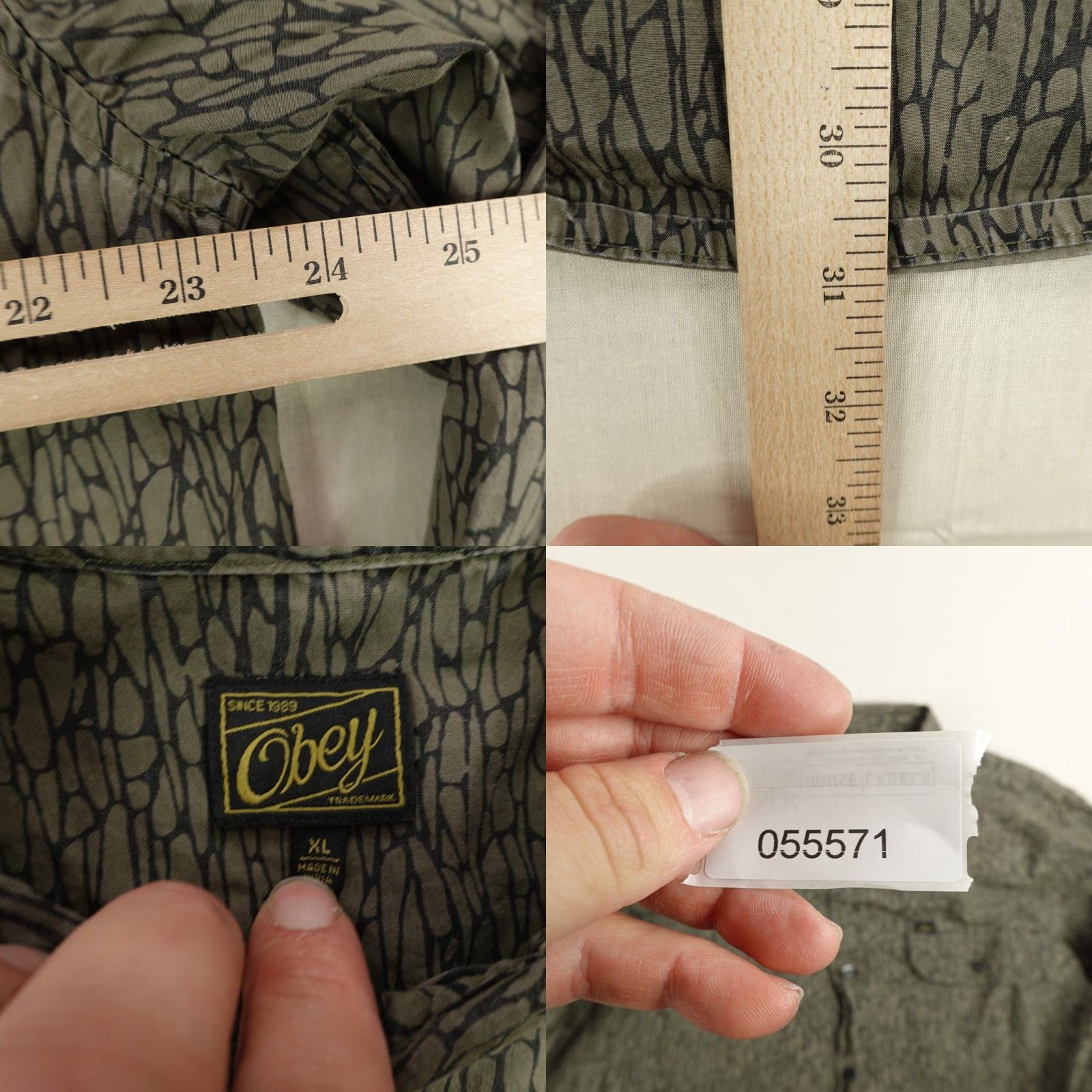 Obey OBEY Shirt Men's XL Green Camouflage Button-Up Utility Workwear Skater Skateboarding Size US XL / EU 56 / 4 - 8 Thumbnail