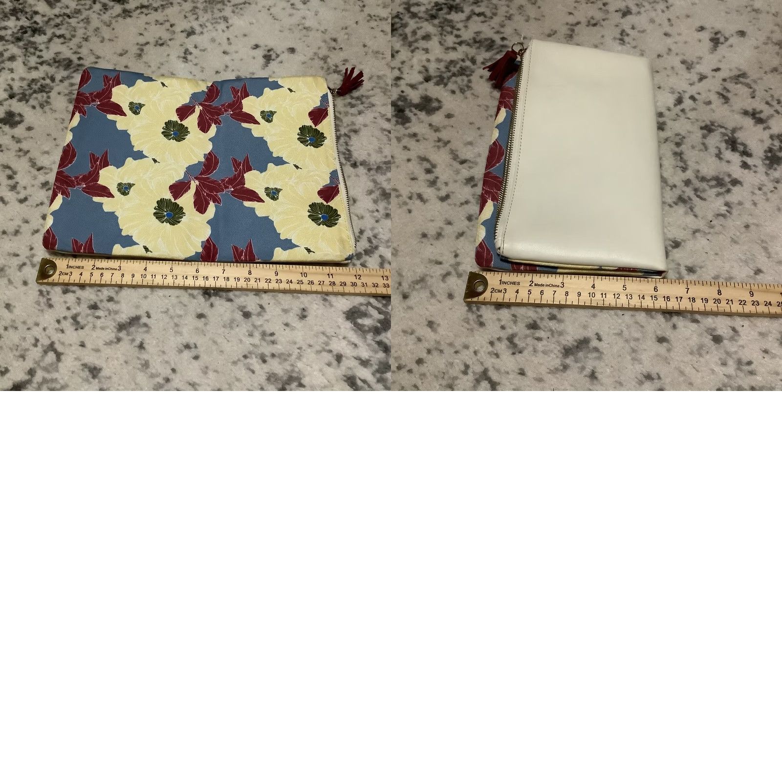 Rachel Pally VINTAGE RACHEL PALLY ANTHROPOLOGIE Floral Leather Reversible Clutch Bag Purse Wallet Women Cream White Cloth Reversible Clutch Non smoking USED ONCE Size ONE SIZE - 8 Thumbnail