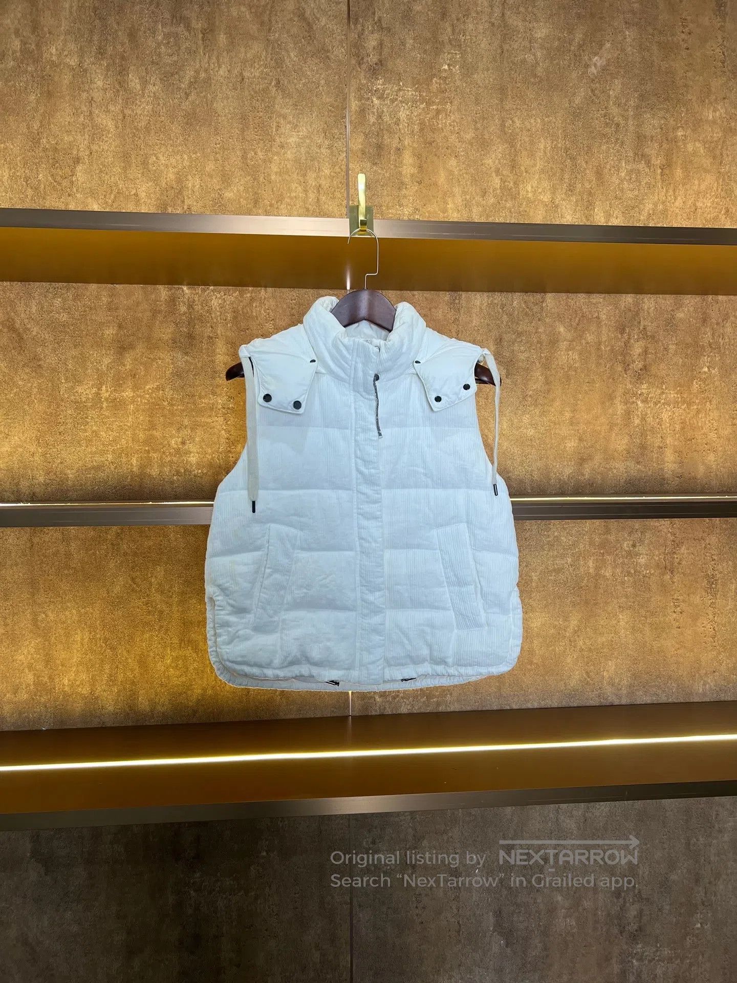 Brunello Cucinelli Brunello Cucinelli White Linen Down Vest| Size US XS / EU 42 / 0 - 1 Thumbnail