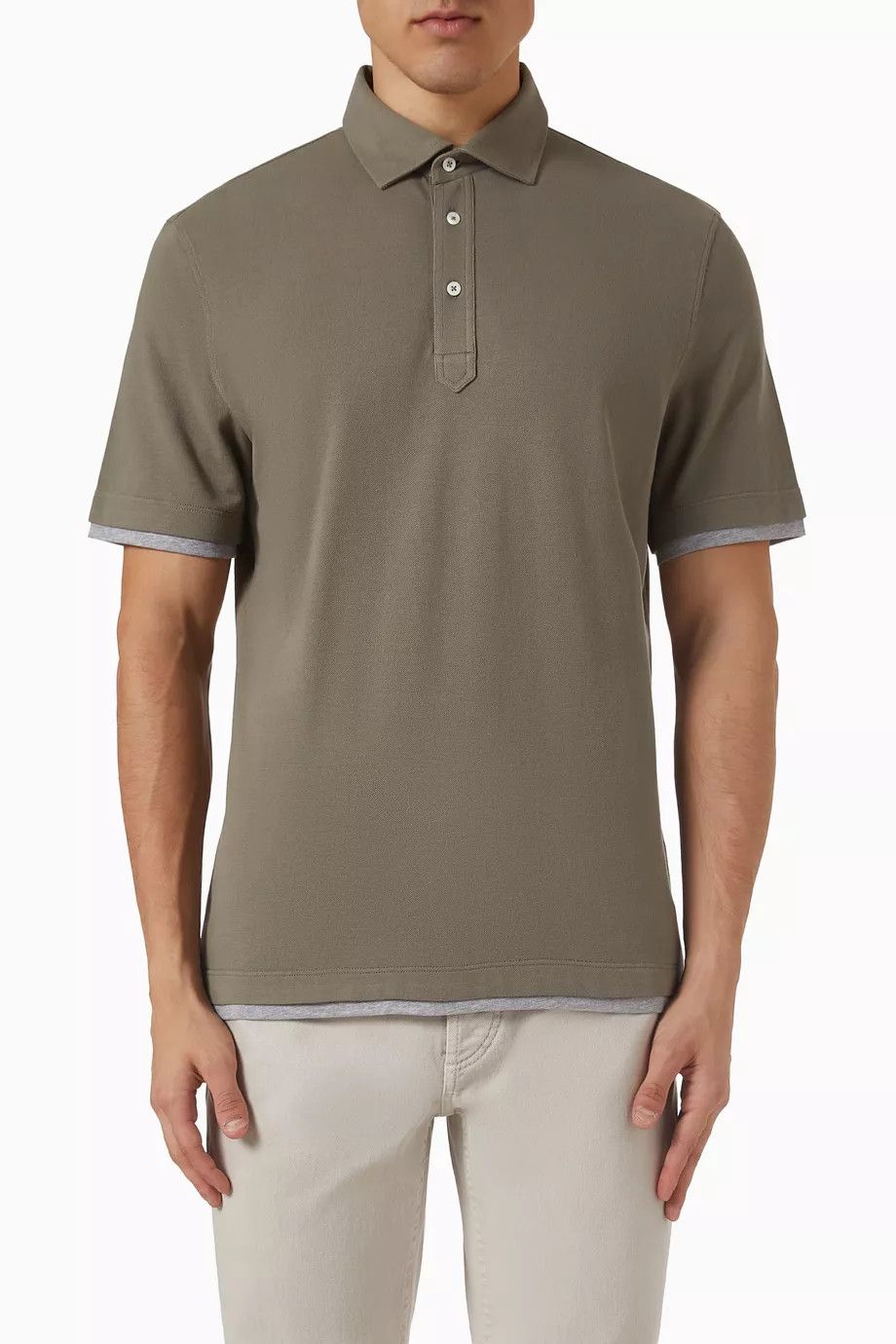 Brunello Cucinelli o1y0526 Polo Shirt in Military Green/Gray Size US XS / EU 42 / 0 - 1 Thumbnail
