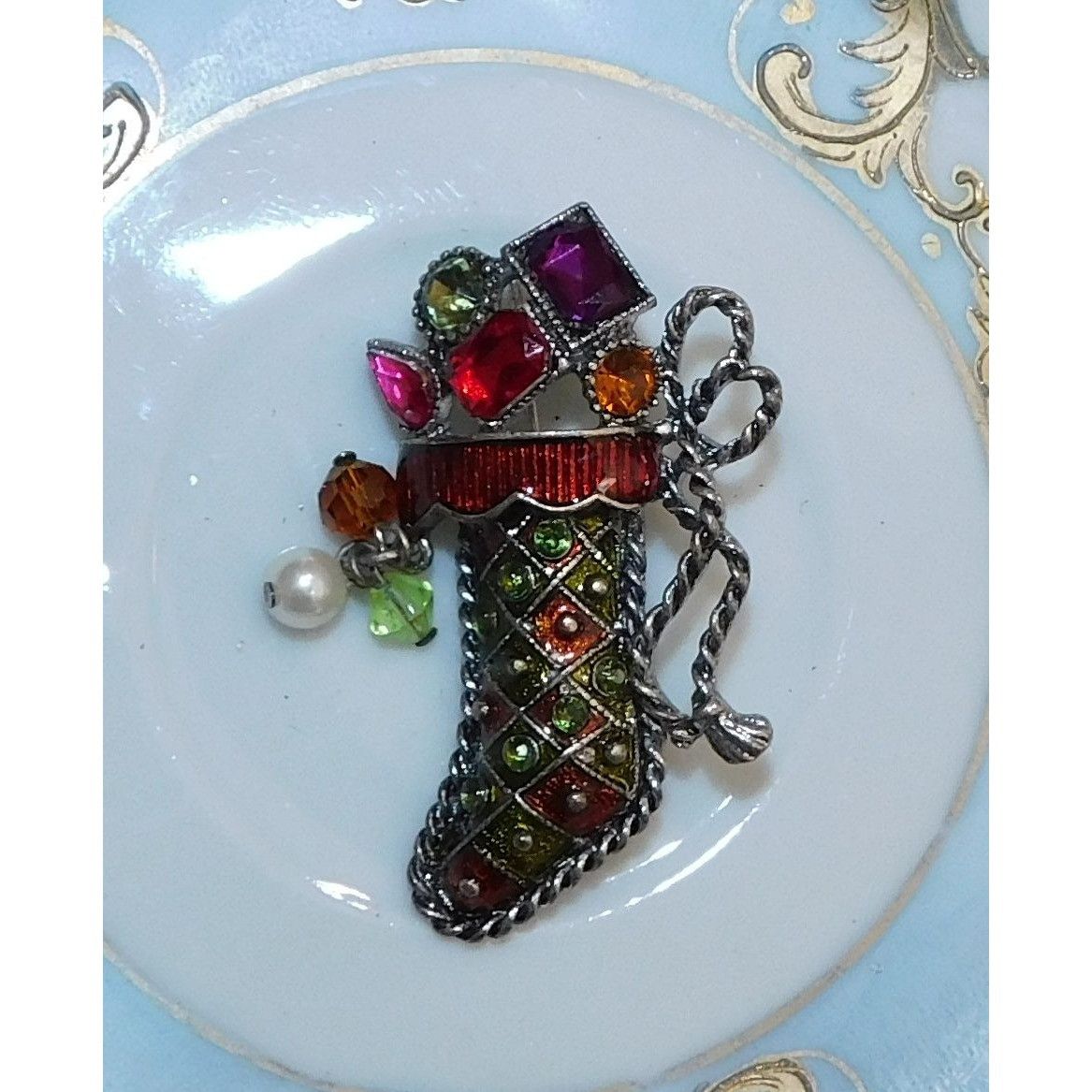 Kenneth Cole Vintage Kenneth Cole Jeweled Stocking Brooch Size ONE SIZE - 5 Thumbnail