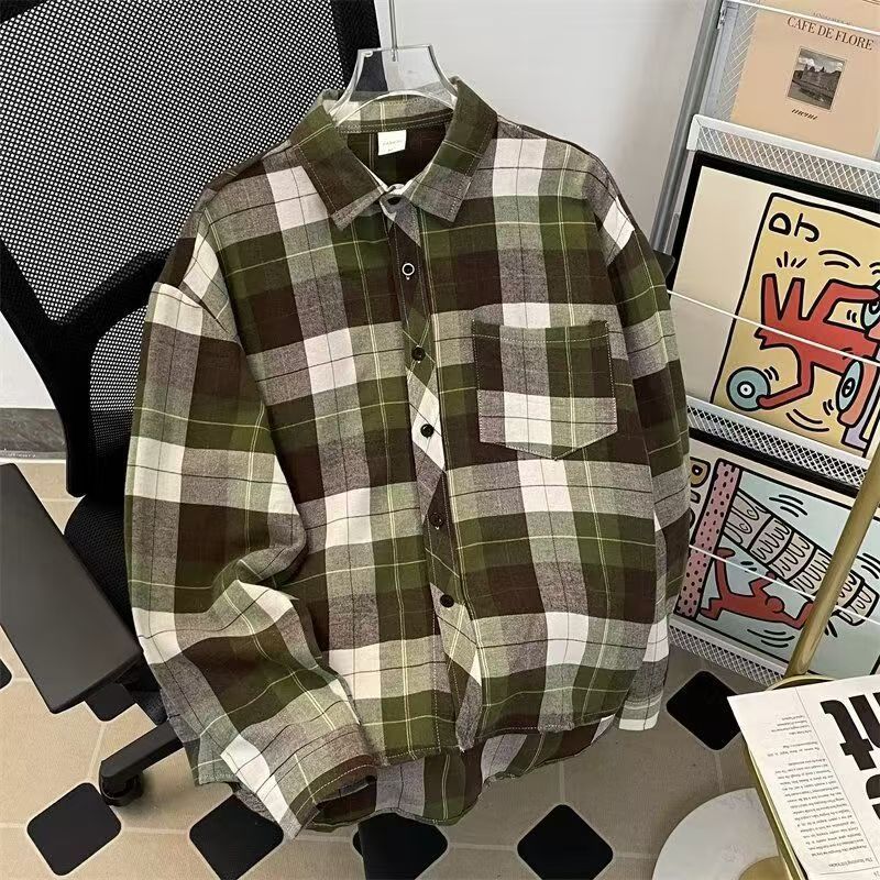 Vintage Green & Brown Plaid Flannel Shirt Size US M / EU 48-50 / 2 - 1 Thumbnail