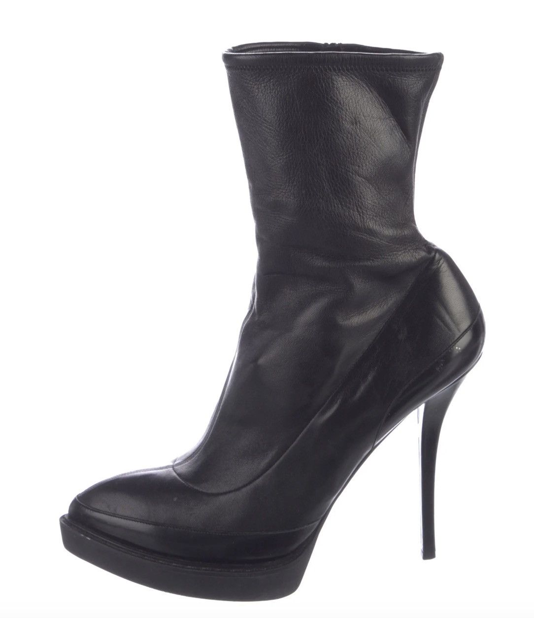 image of Gucci Leather Mid Calf Sock Boots in Black, Women's (Size 10)
