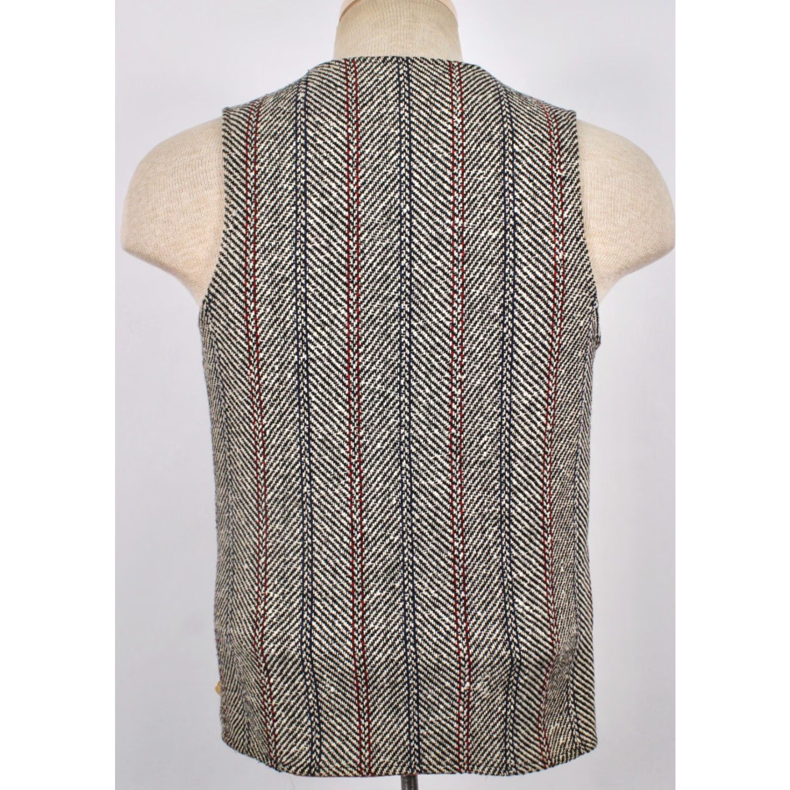 Vintage VTG 60s Boy's Vest Outfit Tweed Tunic Pants Set Black White Red Size 18 1960s Classic Vintage Boys Clothing Size 48R - 4 Thumbnail