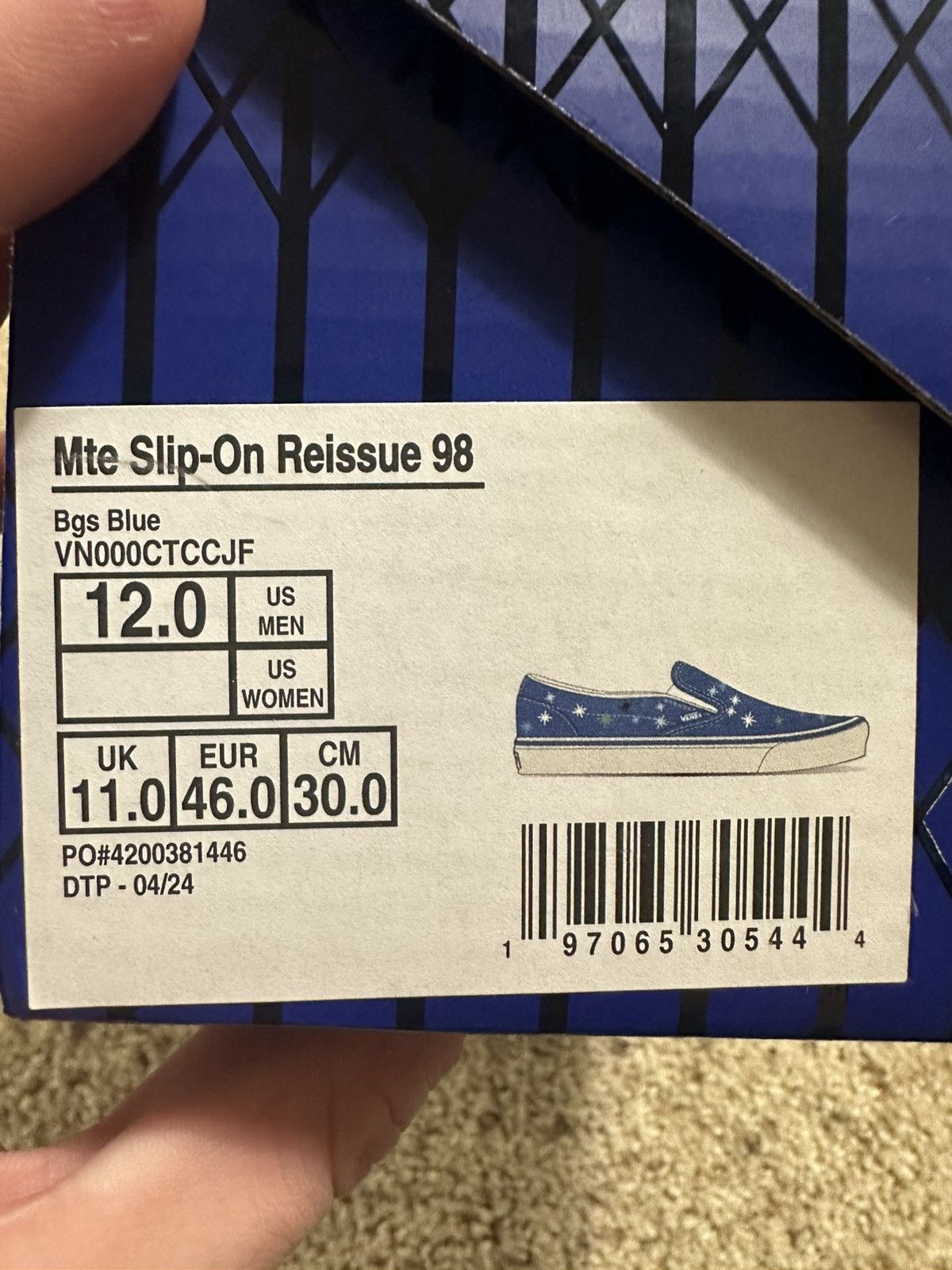 Other *RARE* AOI X VANS SLIP ON 98 EMBROIDERED SIZE 12 BLUE Size US 12 / EU 45 - 25 Thumbnail