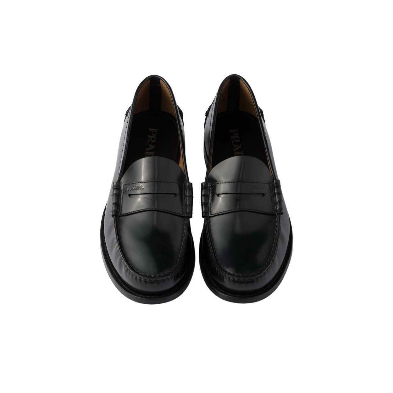 Prada PRADA $1250 Black Brushed Leather Loafers New & Authentic (M Size US 11 / EU 44 - 3 Thumbnail