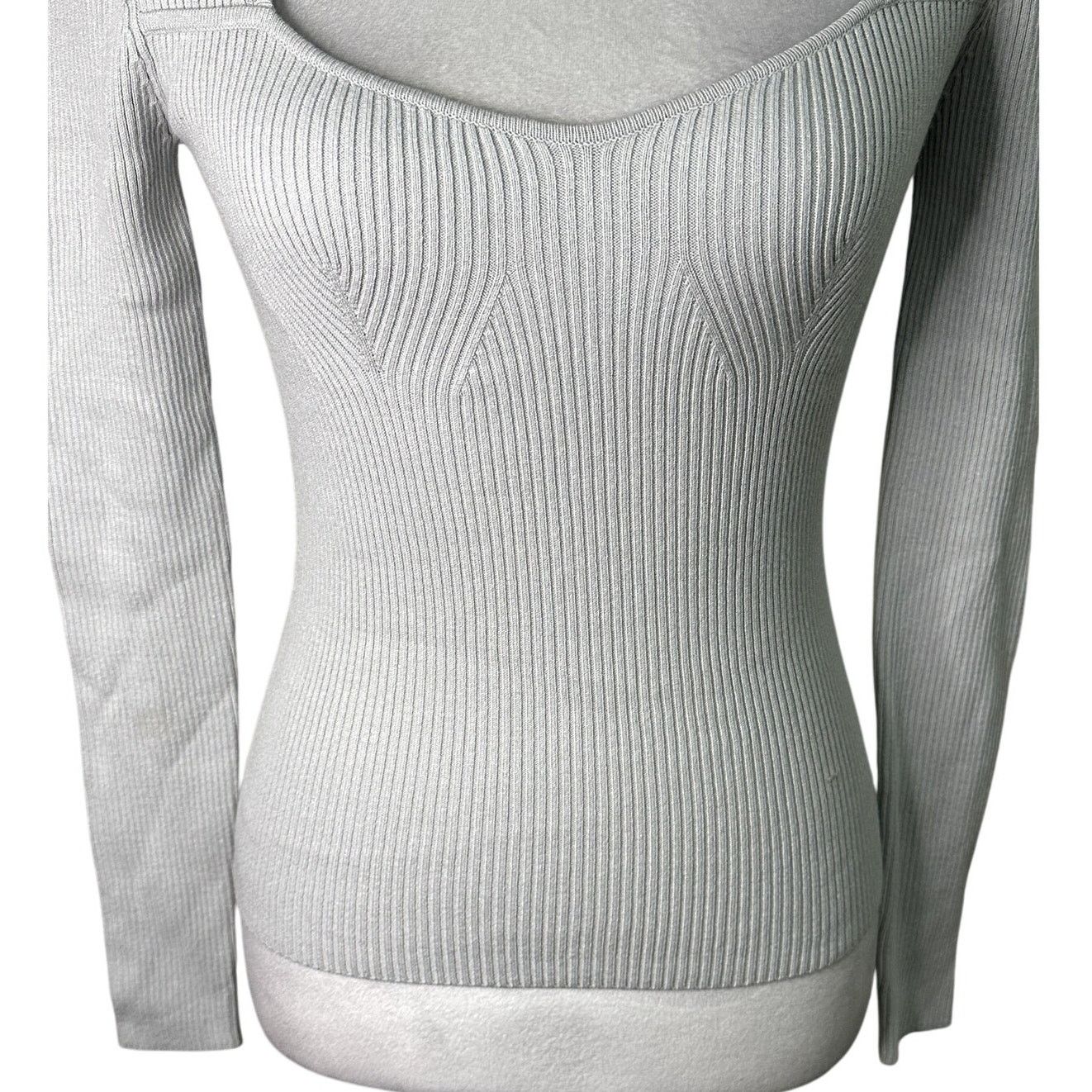 Other Open Edit Women's Luxe Sculpt Square Neck Light Gray Top XXS Size XXS / US 00 / IT 34 - 4 Thumbnail